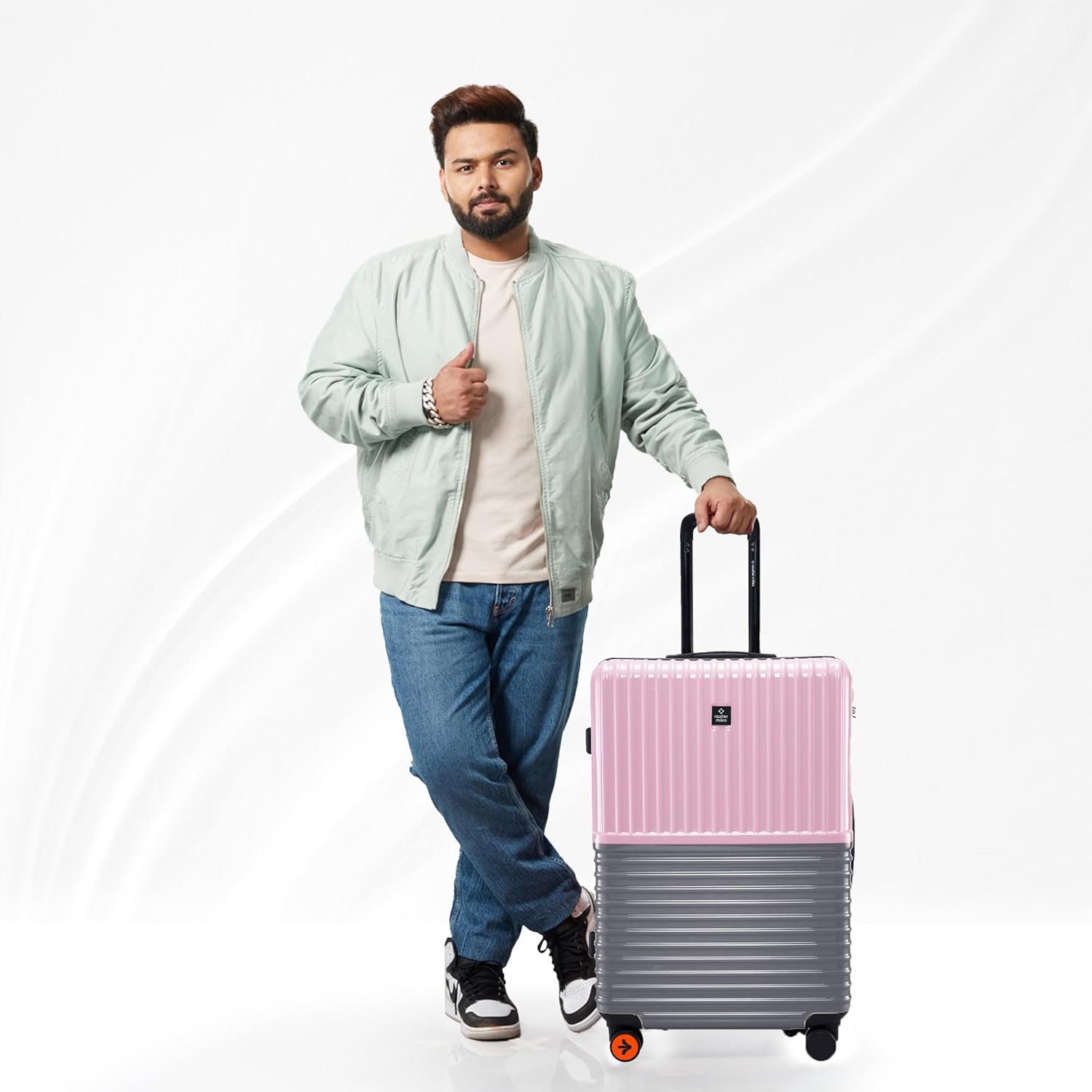 Nasher Miles Istanbul Hard-Sided ABS and PC Check-in Luggage 28 inch | 75cm | 8 Wheels Large Trolley Bag for Travel | Suitcase (Pink Grey) - Image 7