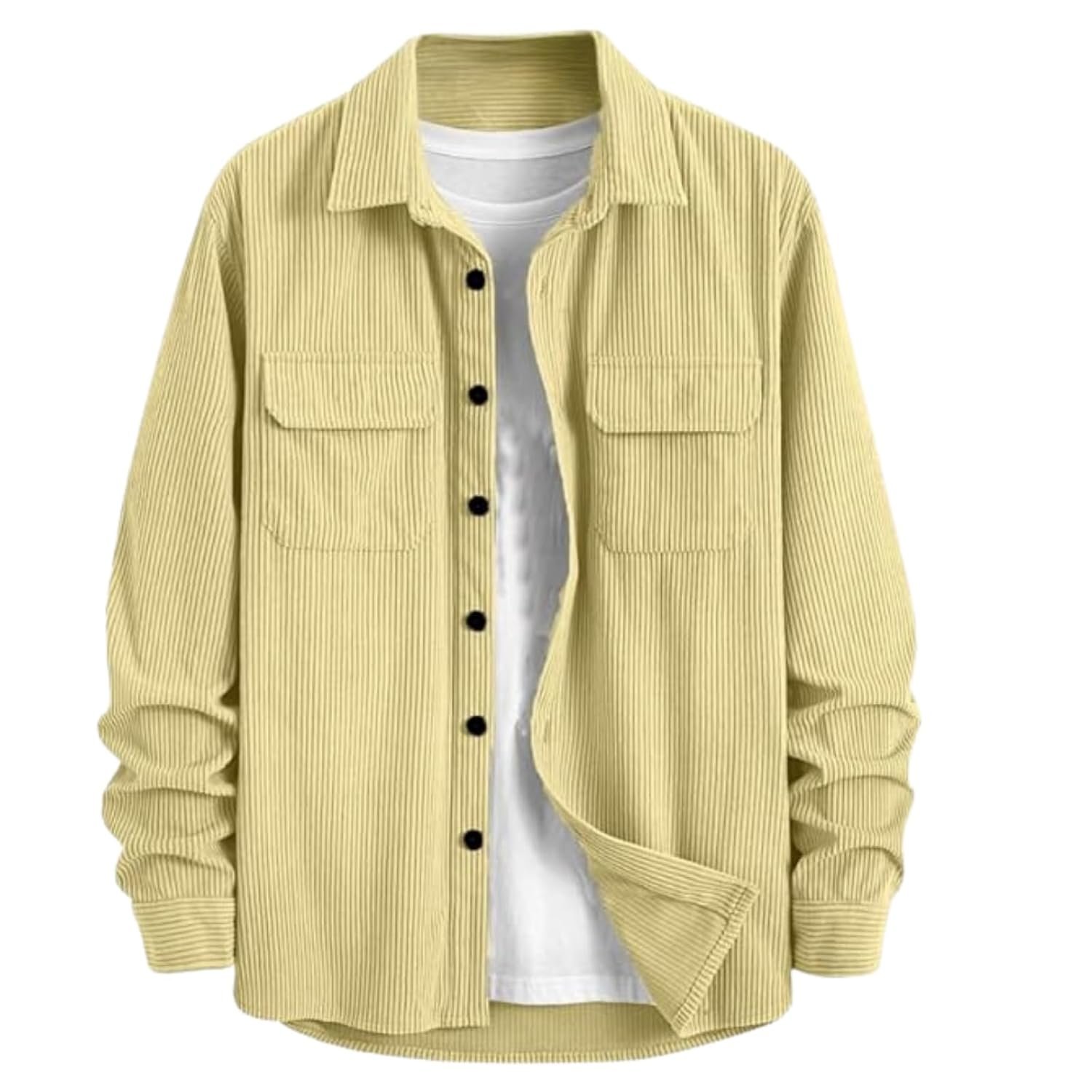 MiraMichi Men's Full Sleeve Corduroy Striped Casual Jacket, Ideal for Everyday Stylish Outfits