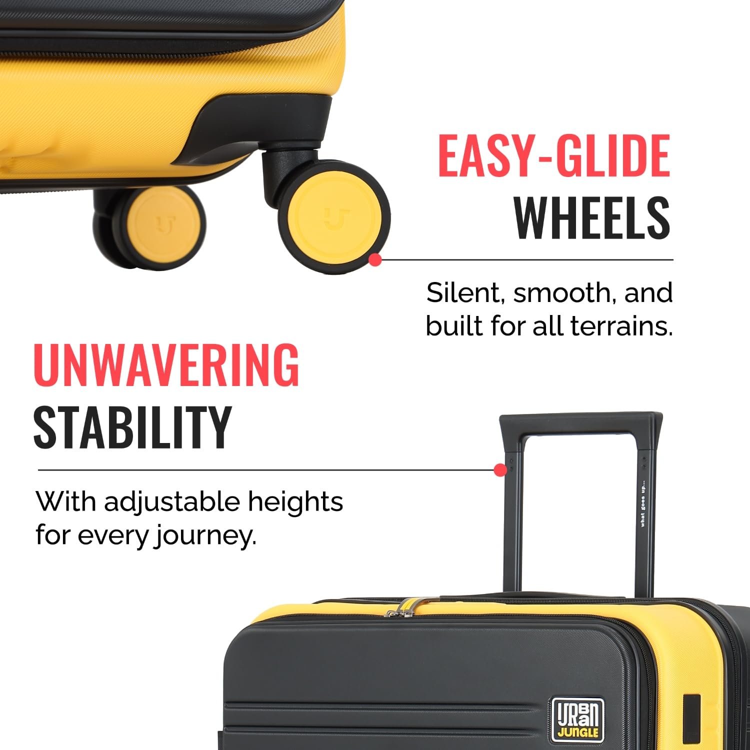 Urban Jungle by Safari Hold-All Premium Top-Open Medium (67 cm) Trolley Bag, Polycarbonate Check-in Suitcase with 8 Silent Wheels & TSA Lock, Hardside Travelling Luggage for Both Men & Women (Yellow) - Image 6