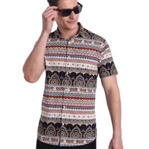 Majestic Man Slim Fit Cotton Casual Printed Shirt for Men