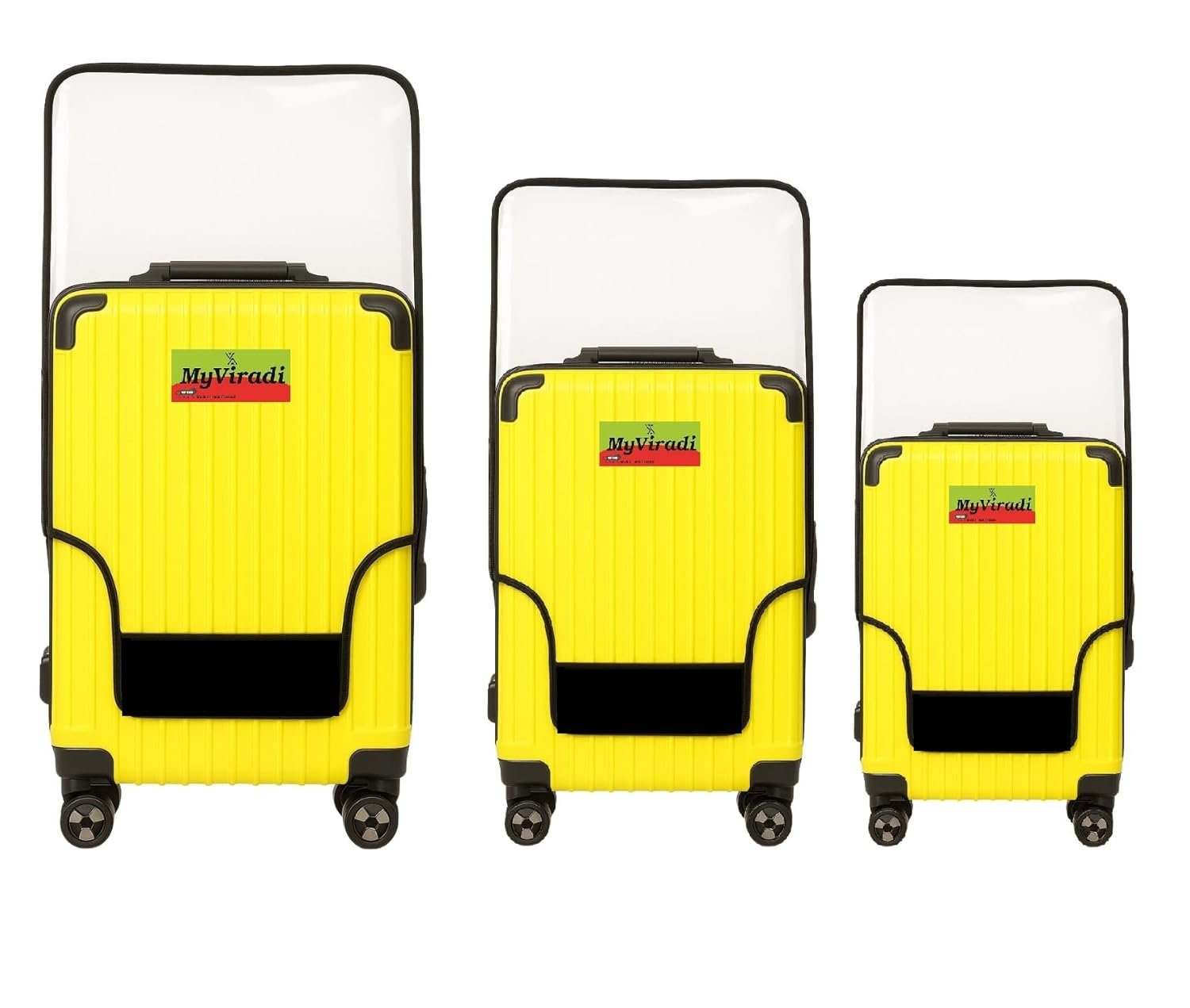 Trolley PVC Cover Luggage Bag Polyester | Trolley Bags | Suitcase | Travel | Protector | Washable| Anti-Scratch for Hard (Transparent, Small,Medium,Large, 20+24+28)