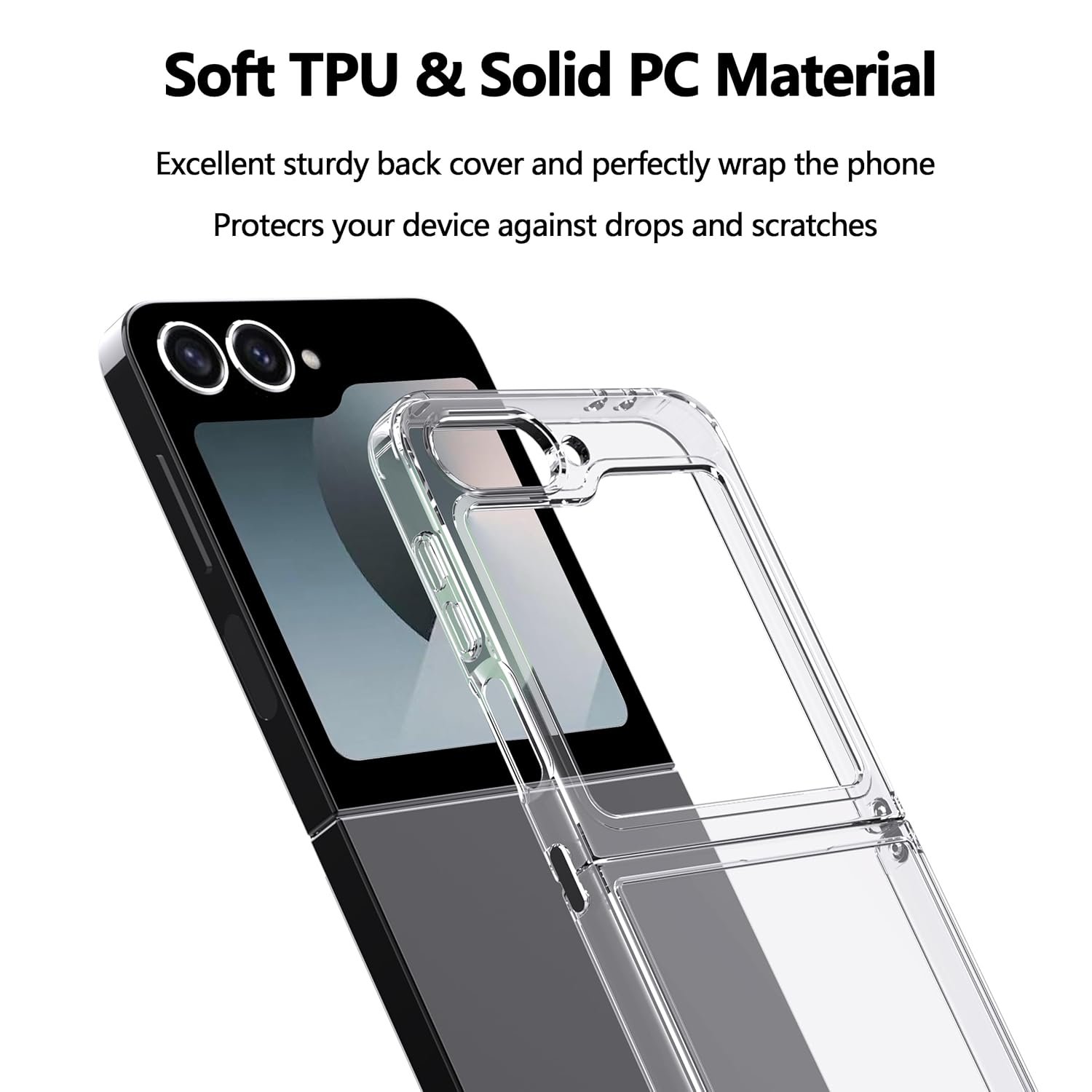 Natbok for Samsung Galaxy Z Flip 6 Case,Ultra-Thin Transparent Hard PC and Soft TPU Cover,Reinforced Corner Bumper Shockproof Phone Case for Galaxy Z Flip 6, Metal Connector Folding Convenient,Clear - Image 4