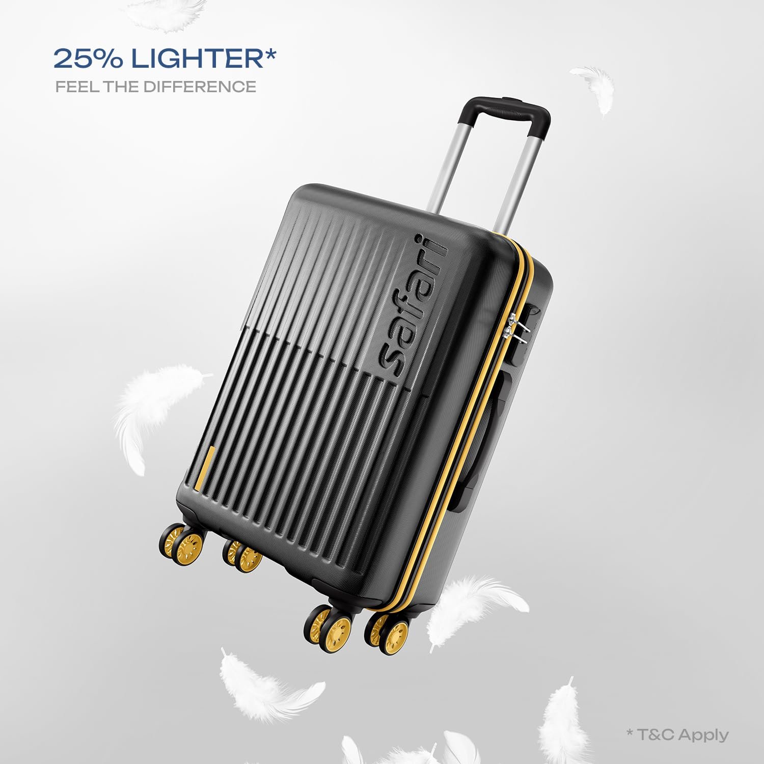 Safari Astra Neo 8 Wheels Check-in Trolley Bag, Hard Case Polycarbonate, 360 Degree Wheeling Luggage for Men & Women, Suitcase for Travel, Black, 66cm Medium Size - Image 2