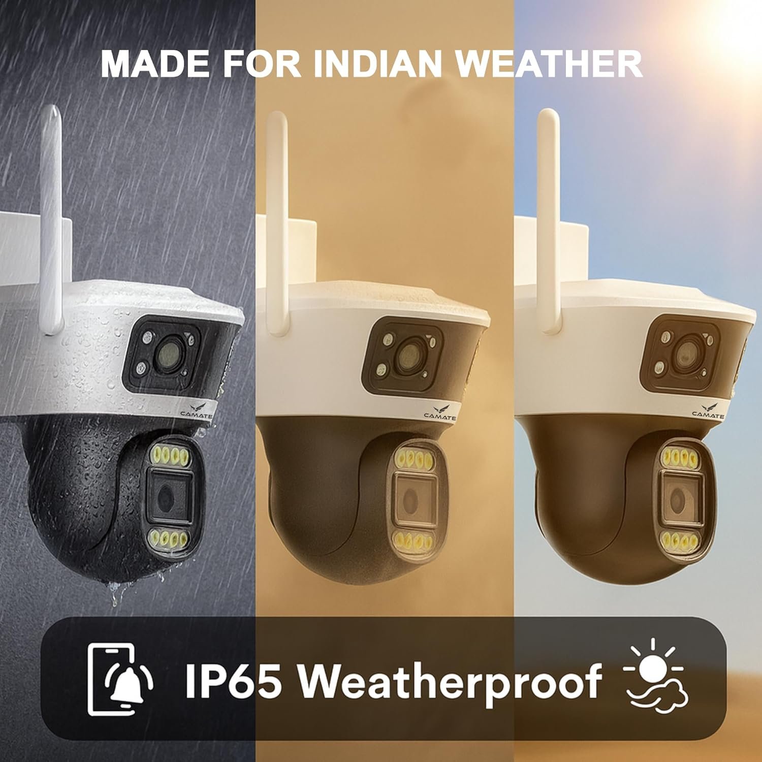 Camate Pheonix 2+2+2 MP Triple-Lens (2.4/5 Ghz Wi-Fi) Wireless CCTV Camera | Two Way Talk | Motion Detection | Colored Night Vision | Support 256 GB sd Card, Onvif (Wi-Fi Connectivity) - Image 5