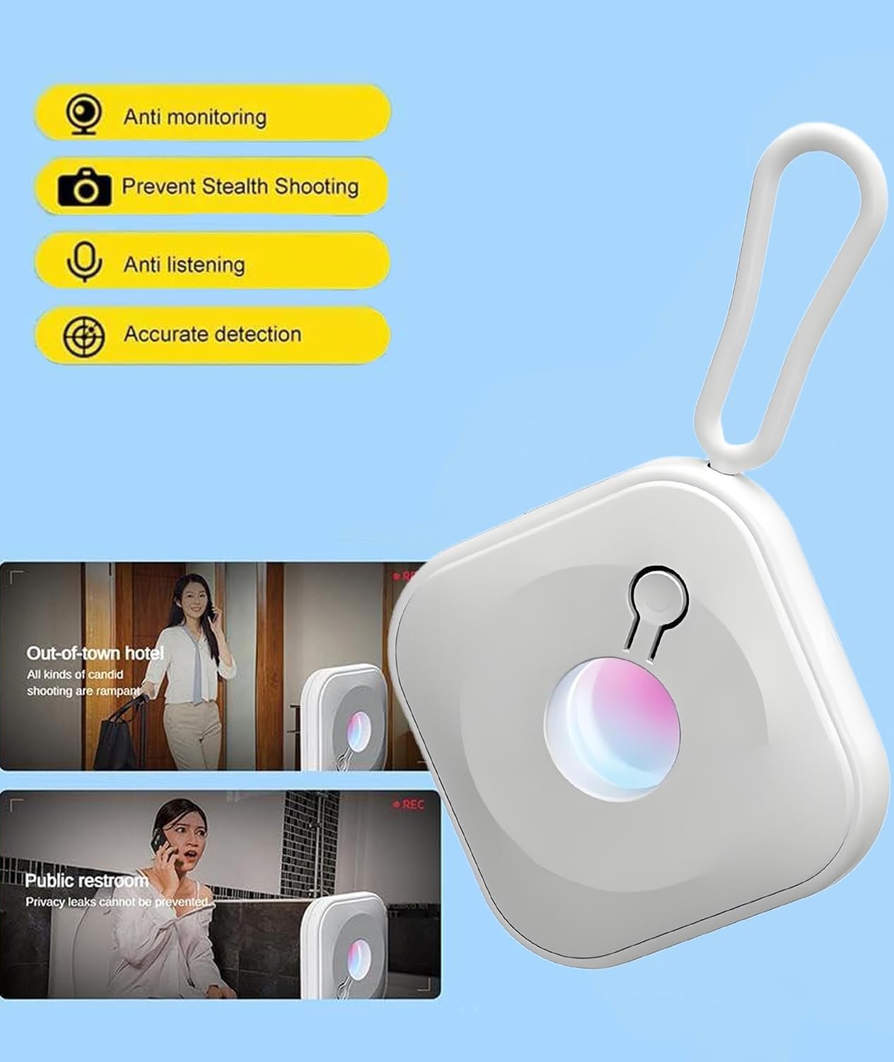 Hidden Camera Detector, Camera Detector White Cameras Detector Device Suitable for Hotel Inspection Privacy Protection Rental Home Check Changing Room Scan Public Space Screening - Image 6