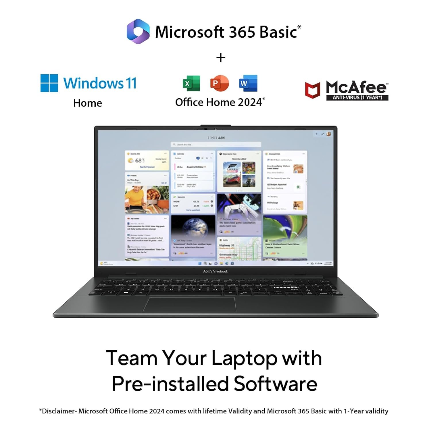 ASUS Vivobook Go 15, AMD Ryzen 5 7520U Thin & Light Laptop(AMD Radeon iGPU/16GB RAM/512GB SSD/FHD/15.6"/60Hz/Windows 11/M365 Basic (1Year)*/Office Home 2024/Mixed Black/1.63 Kg) E1504FA-NJ5542WS - Image 8