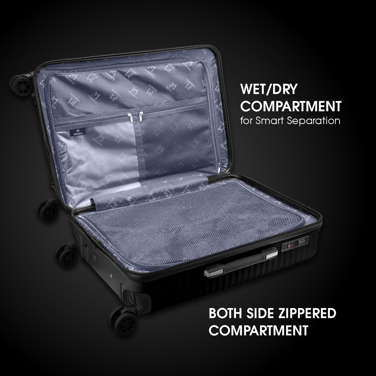 Maleta Tranquil Check-in Medium and Large |24’’ and 28’’| Lightweight, TSA Lock | Suitcase for Travel | Luggage for Travel | Trolley Bag for Travel Set of 2 (Black, Set of 2 (Medium-Large)) - Image 6