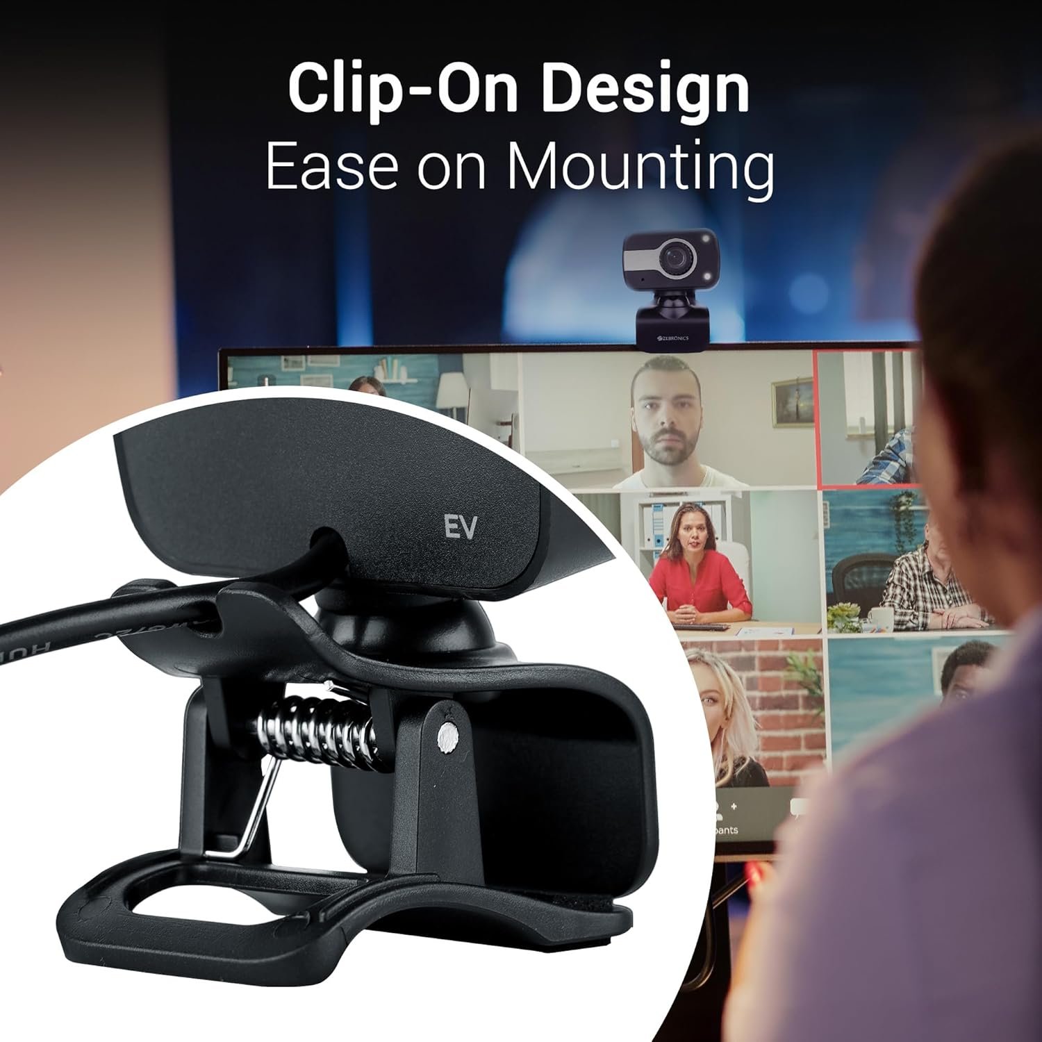 Zebronics Zeb-Crystal Clear Web Camera, 0.3 MP with USB with 3P Lens,Built-in Microphone,Auto White Balance,Night Vision and Manual Switch for LED (Black) - Image 5