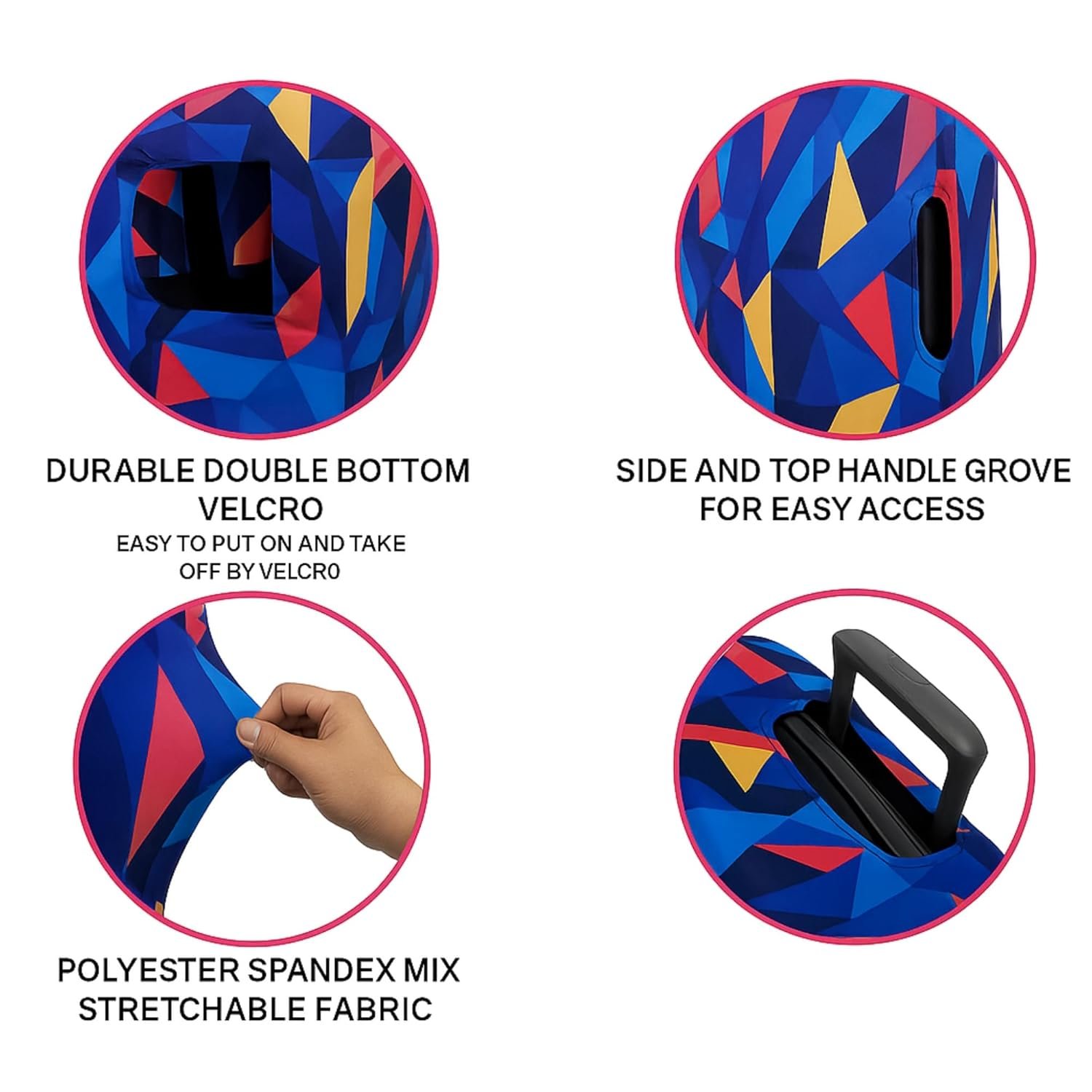 AMPEREUS® Trolley Bag Cover Set of 3 – Stretchless, Waterproof and Polyester Fabric with Multicolour Abstract Print Luggage Cover for Small, Medium & Large Size Suitcase Cover (20, 24 & 28 Inch) - Image 5