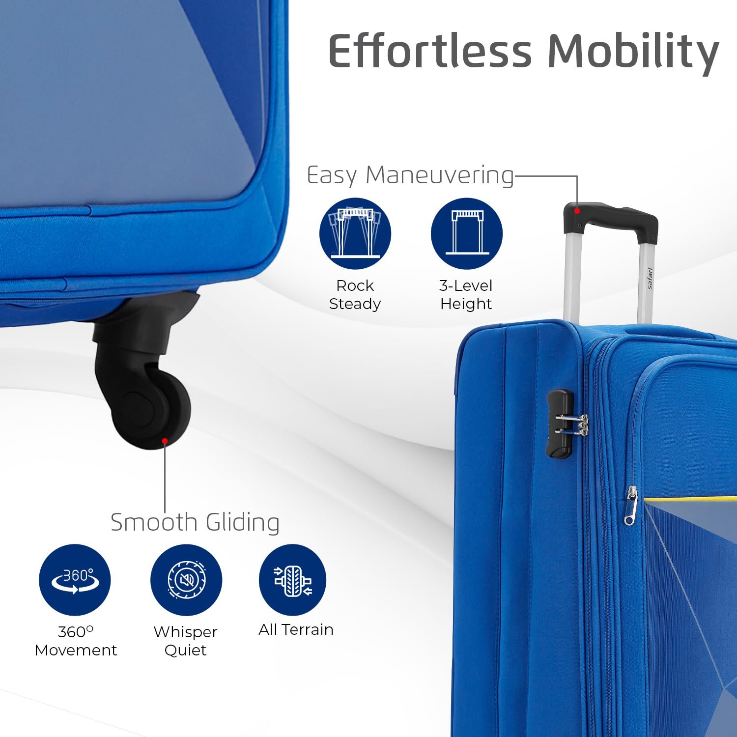 Safari Prisma 55 Cms Polyester Blue Cabin 4 wheels Soft Suitcase - Image 5