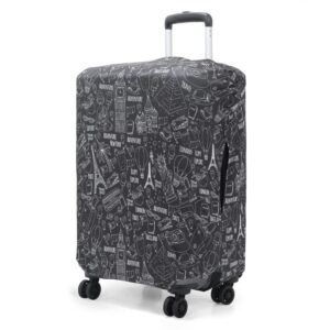 Travelsky Elastic Polyester Dust Protector Luggage Covers for Suitcase (Traveler Design, 65 cm 24 inch Medium Size)