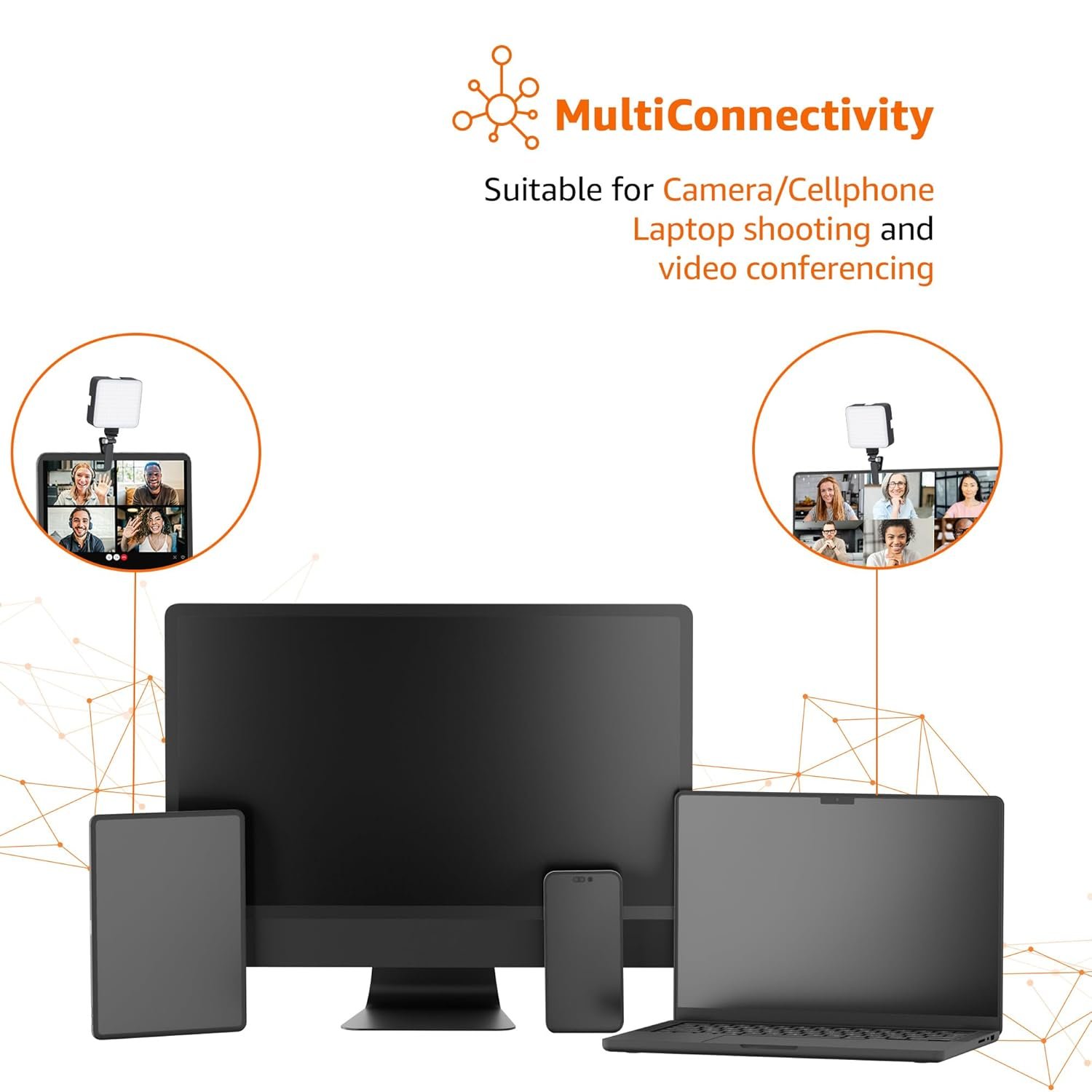 Amazon Basics Camera Video Light with Clip and 3 Cold Shoe Connector | 120 LED Beads | Dimmable & Rechargeable Battery | Useful for Photography, Live Streaming, Makeup, Video Meeting - Image 3