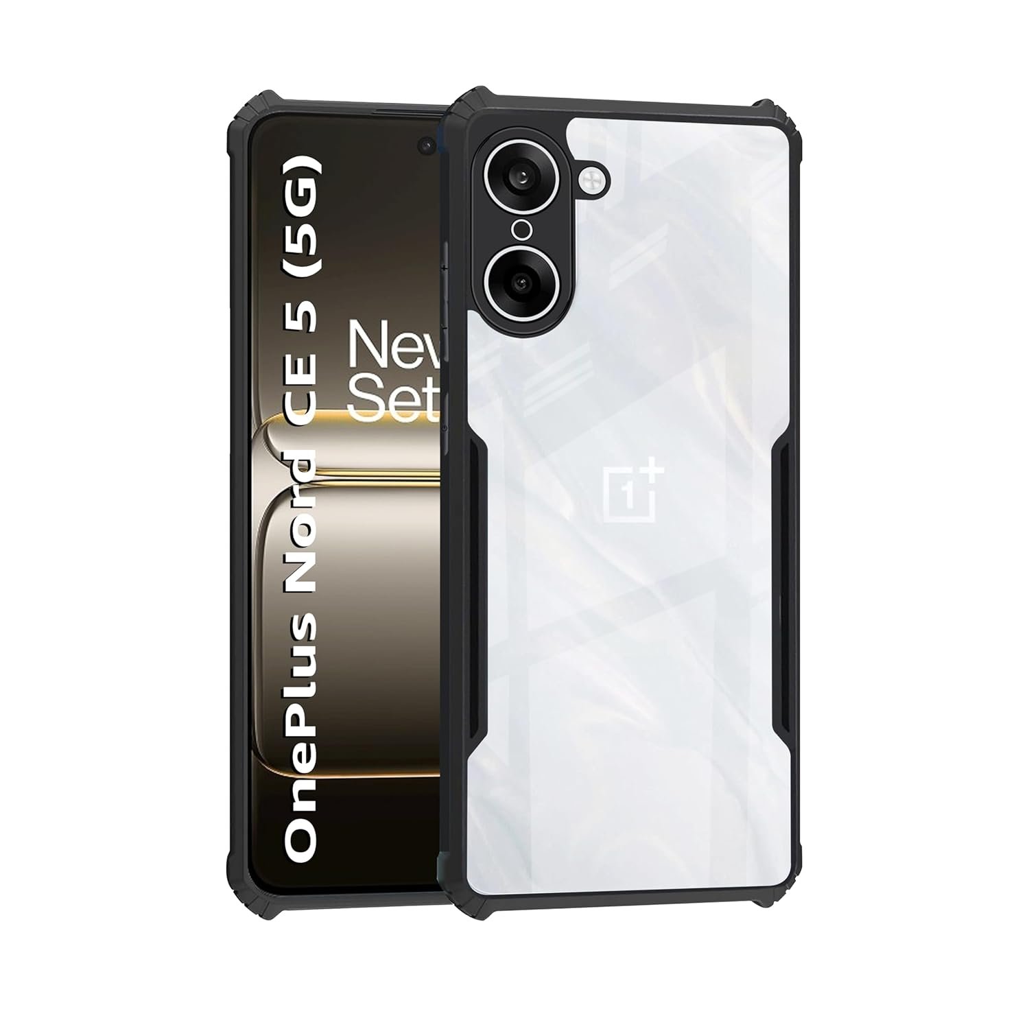 CEDO OnePlus Nord CE5 / CE 5 (5G) Back Case Cover | Camera Protection Shockproof Bumper-Edge | Acrylic Crystal Clear 360 Degree Protection TPU+PC | Transparent Eagle Back Case Cover (Black)