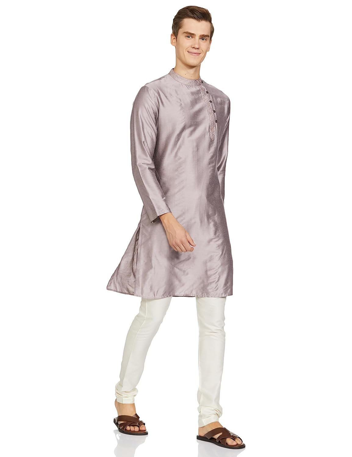 Amazon Brand - Symbol Men's Rayon Solid Festive Embellished Long Kurta (Regular Fit) - Image 7