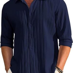CB-COLEBROOK Men’s Casual Button Down Shirts Long Sleeve Linen Shirt Fashion Textured Beach Summer Shirts| Men Stylish Shirt | Men Fancy (Available in Plus Size)