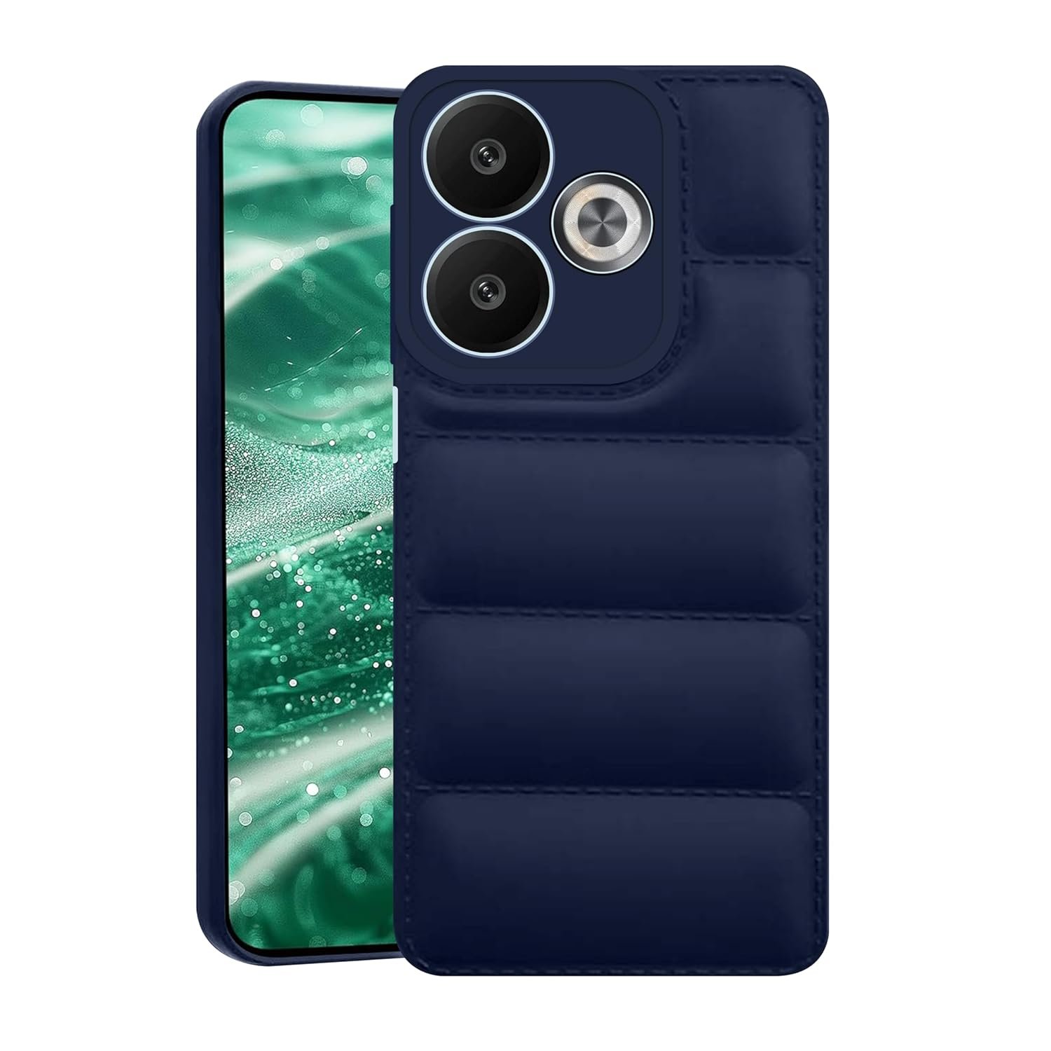 CEDO Redmi 13 (5G) / Redmi 13 Prime Edition/Poco M6 Plus (5G) Back Cover | Camera Bump & 360° Flexible Puff Armor Protection | Matte Soft Silicon Shock Proof Rubberised Back Case Cover (Blue)