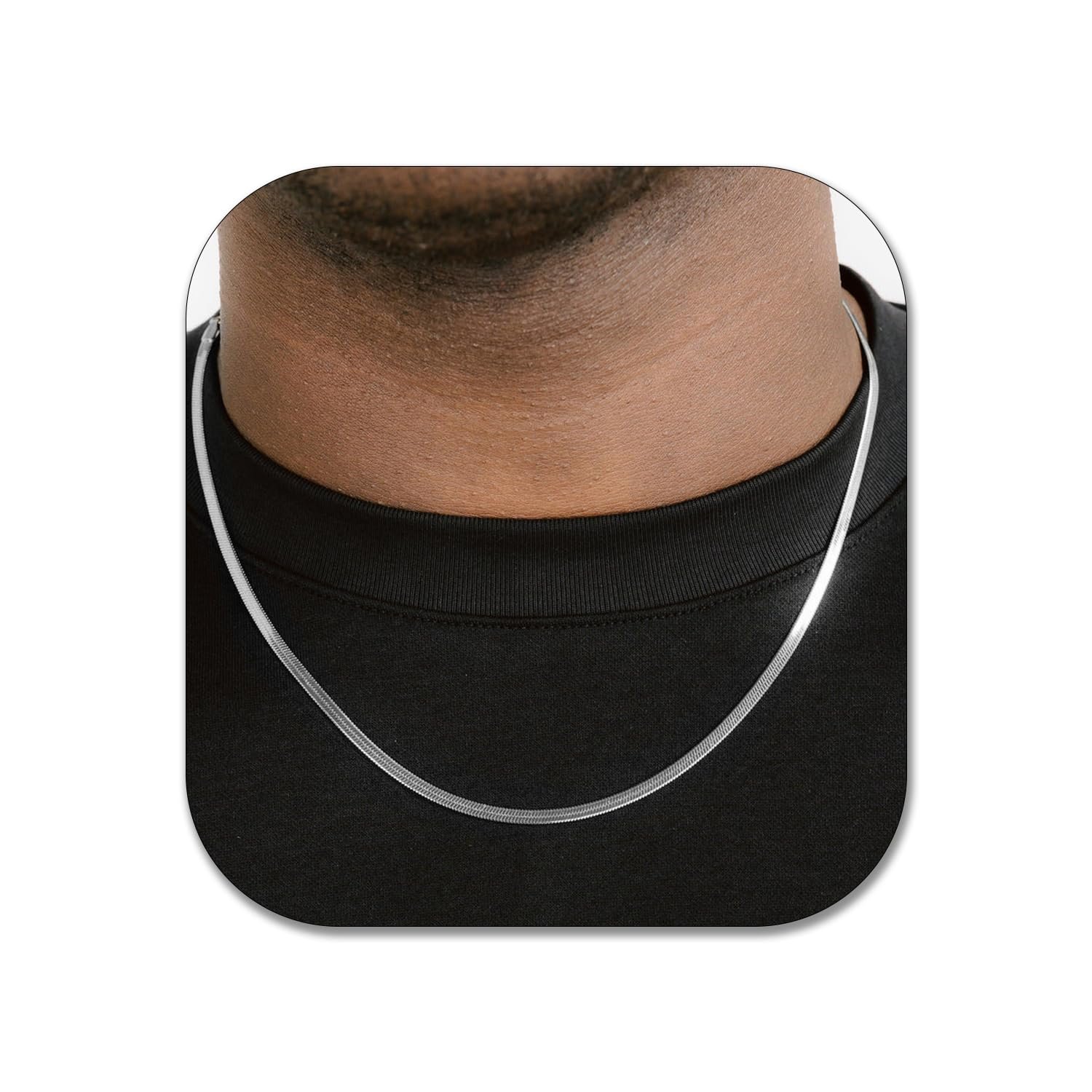 VAMA FASHIONS Anti Tarnish 22 Inch Men’s Stainless Steel Chain Necklace 3mm Waterproof Hypoallergenic Silver Chain for Men & Boys Durable Everyday Fashion Jewelry Gift - Image 2