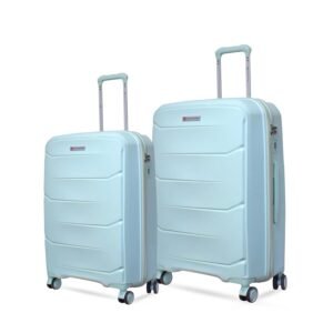 Swiss Military Edge Lightweight Hard Sided 2 Pc Trolley Bag Set (Small 55cm & Medium) with Premium PP Suitcase with Anti-Theft Organizer Zipper & Combination Lock, 360° Spinner Wheels – Light Grey