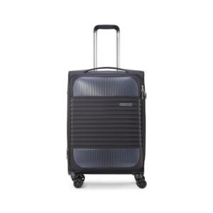 American Tourister Polyester Amt Fornax Sp66Cm Medium TSA Jt.Bk Soft Side 4 Wheels Spinner Trolley Bag with TSA Lock, and 8 Smooth Gliding Wheels and Garment Suiter,Laundry Bag and Shoe Bag,Black