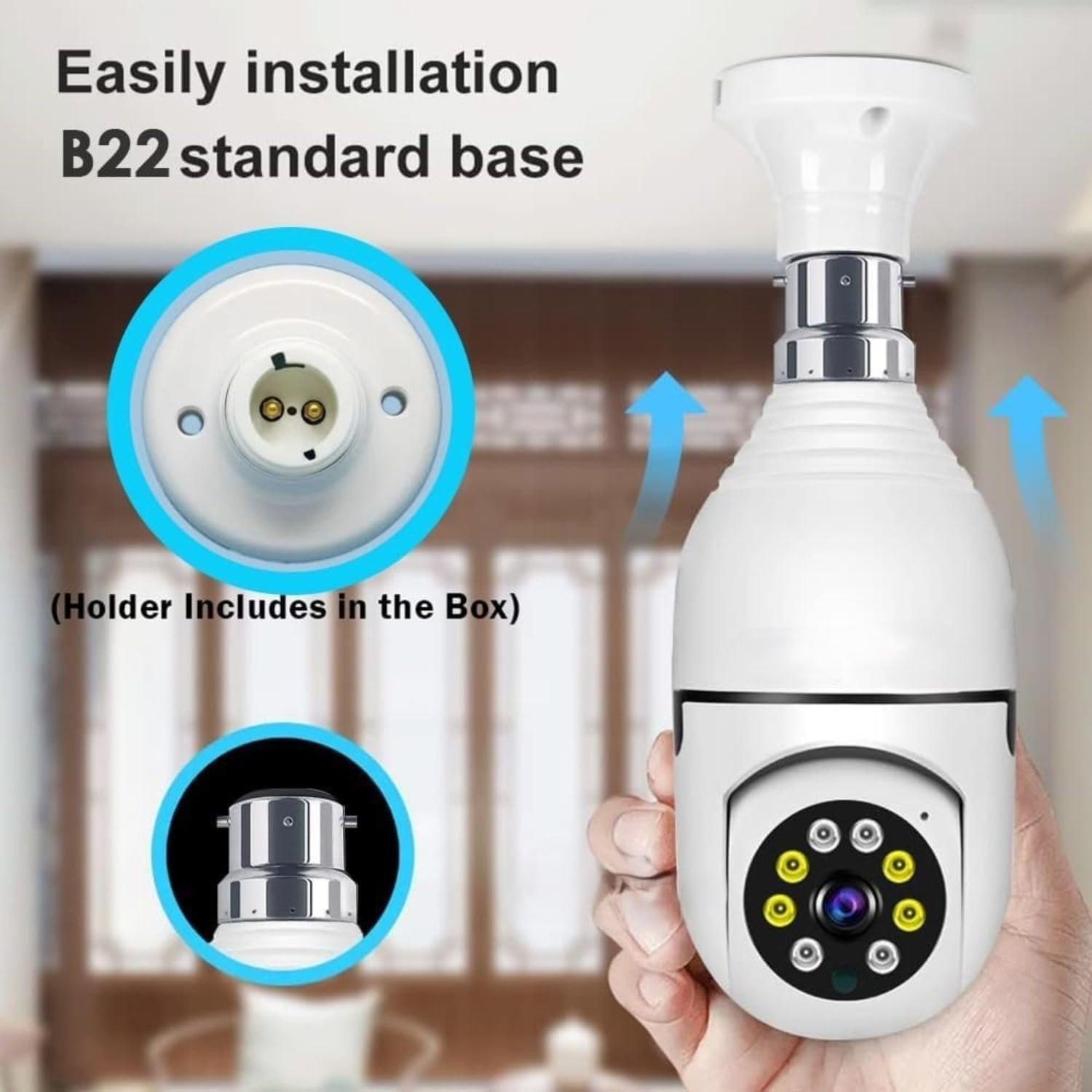 TP PLUS 3MP Full HD Smart Wi-Fi CCTV Home Security Camera 360° with Pan Tilt Bulb Camera View & Talk 128GB SD Card Support (Not Included) Perfect for Home Office Monitoring (Light Camera) - Image 6