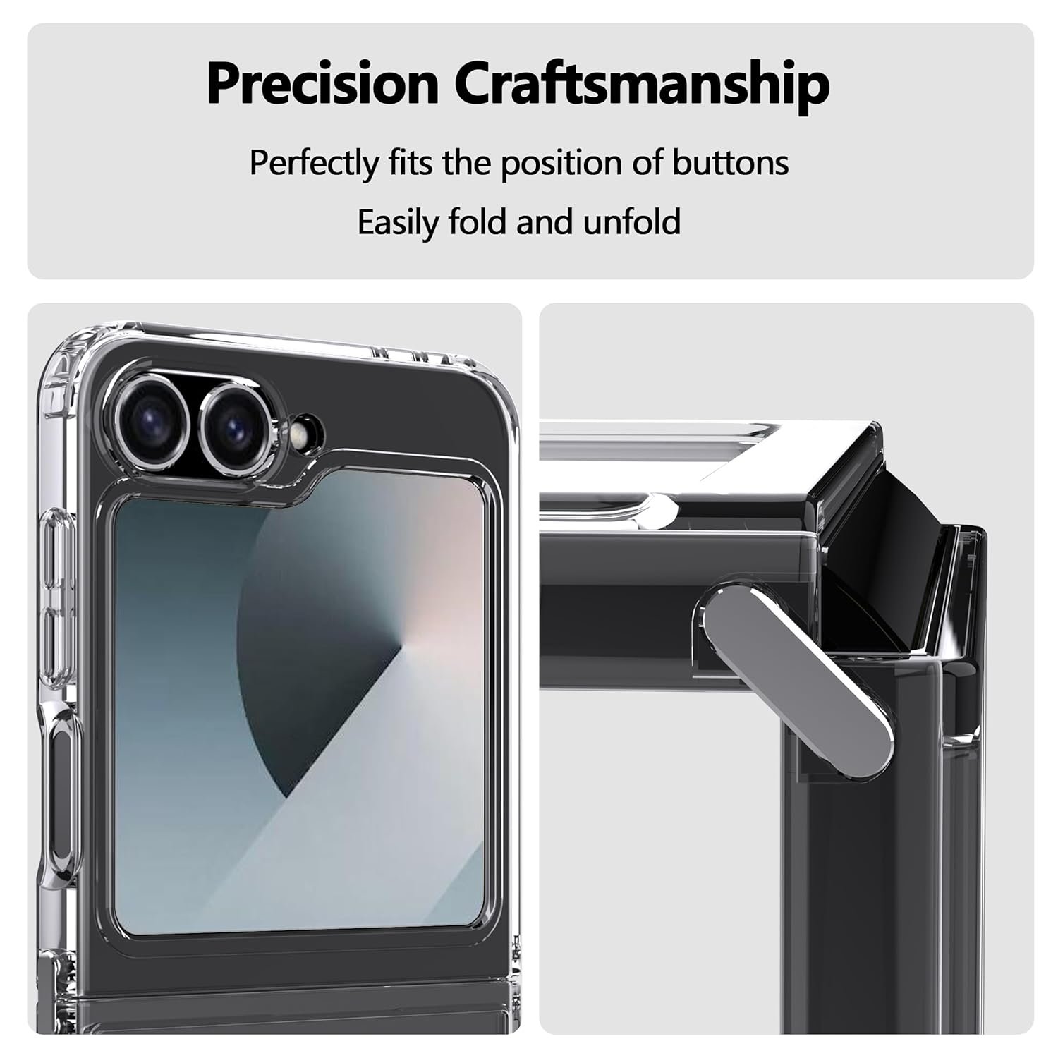 Natbok for Samsung Galaxy Z Flip 6 Case,Ultra-Thin Transparent Hard PC and Soft TPU Cover,Reinforced Corner Bumper Shockproof Phone Case for Galaxy Z Flip 6, Metal Connector Folding Convenient,Clear - Image 5