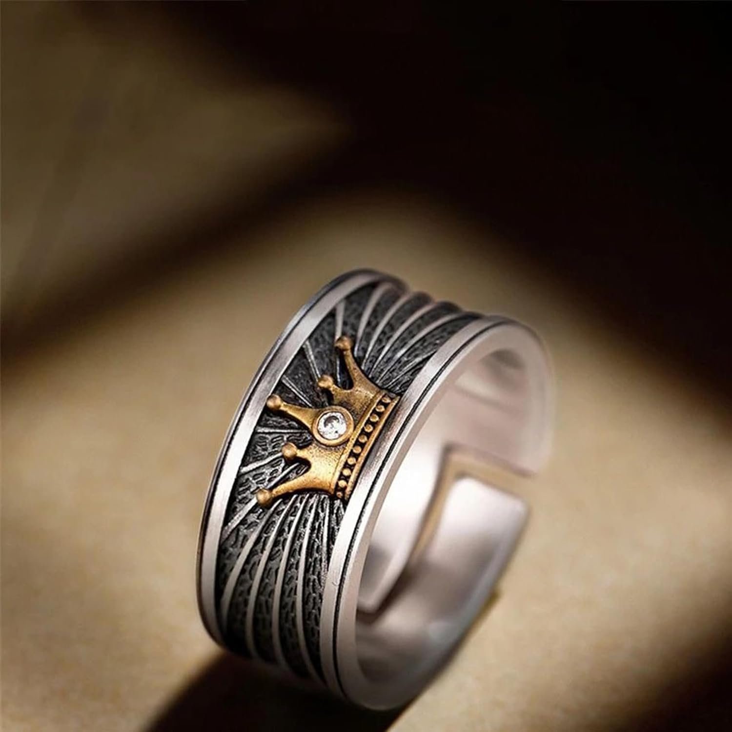 Fashion Frill Stylish Silver Ring For Men Stainless Steel King Lion with Crown Adjutabel Silver Ring For Men Boys Love Gifts Finger Ring Mens Jewellery - Image 5