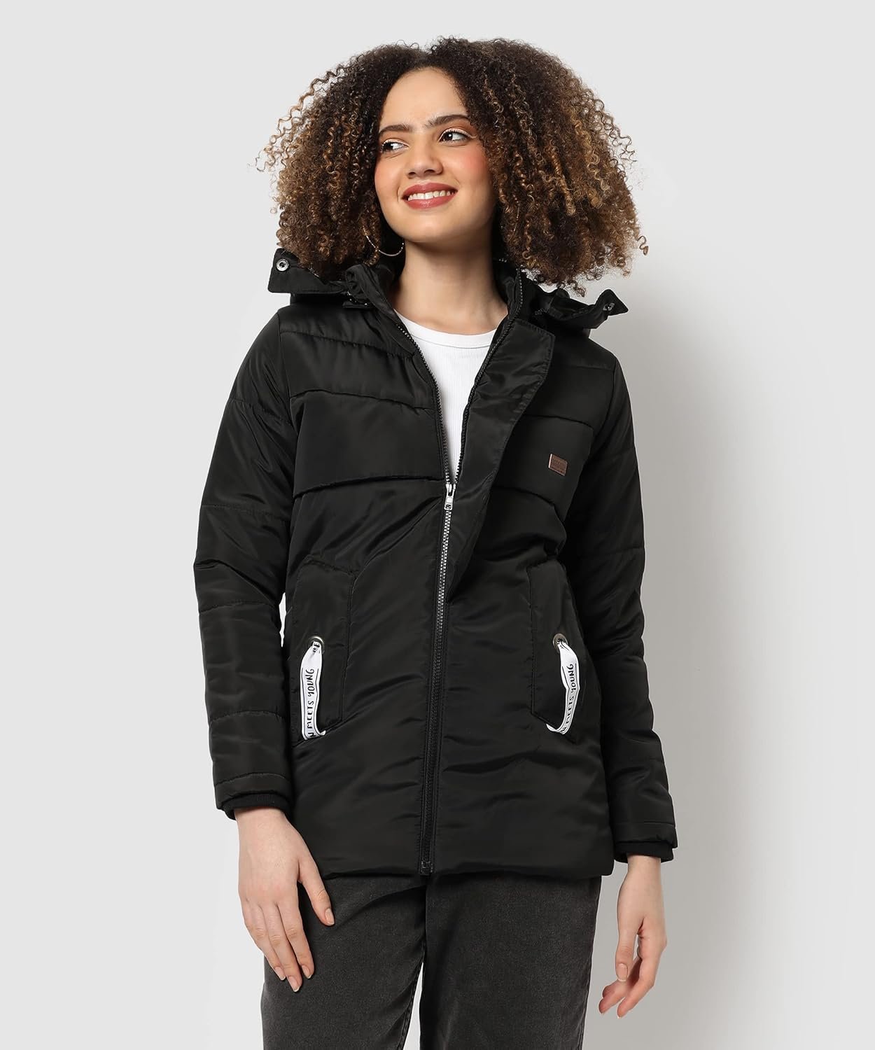 Campus Sutra Women's Polyester Standard Length A-Line Coat - Image 3