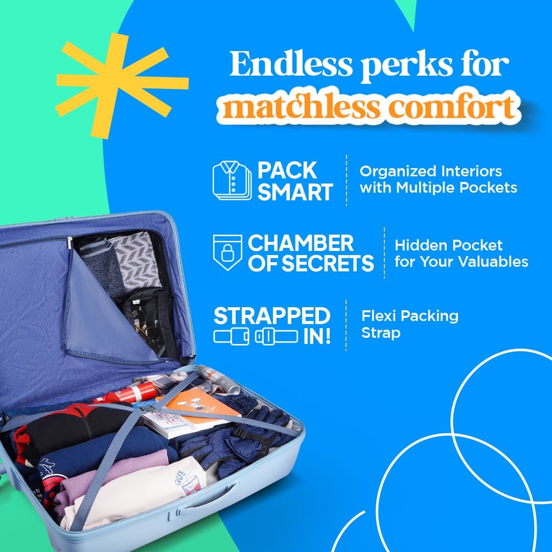 American Tourister Large Ivy 2.0-8 Wheel, 79 CM Hard PP Check-in Suitcase for Travel/Trolley Bag for Travel/Travel Bag with Combination Lock & Smooth Sliding Double Wheel - Blue Frog - Image 4