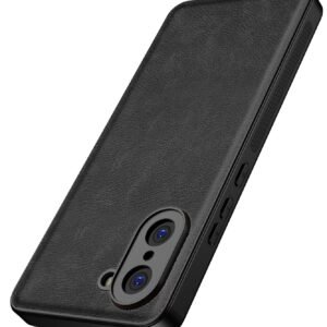 Kapa Tux Leather Back Cover for OnePlus Nord CE 5 | Slim Shockproof Camera Protection Bumper Case (Black)