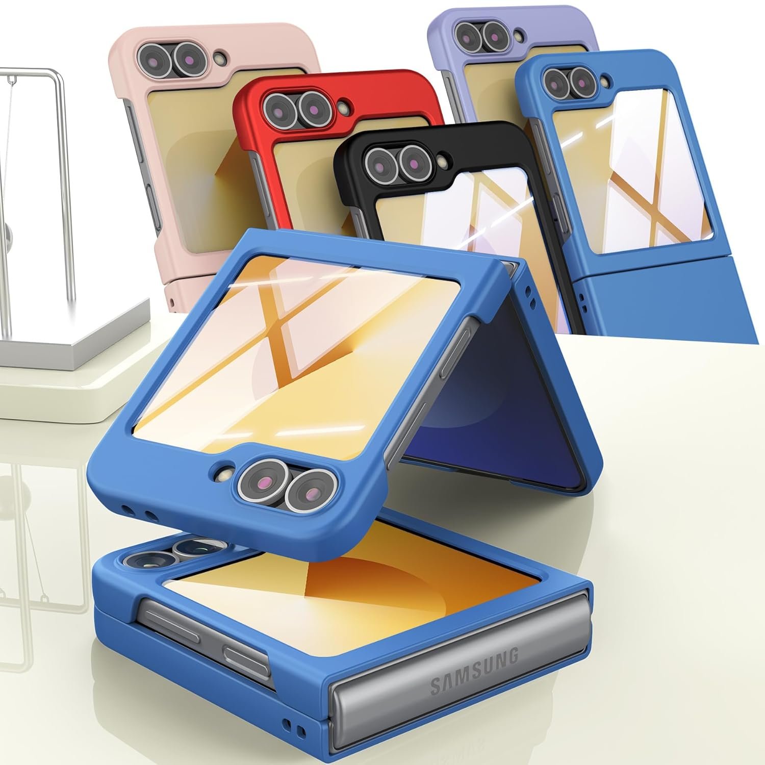 Foluu Slim Fit Case for Samsung Galaxy Z Flip 6, with Front Built-in Screen Protector, Ultra Thin Matte PC Protective Cover for Samsung Galaxy Z Flip6 5G 2024 (Blue) - Image 7