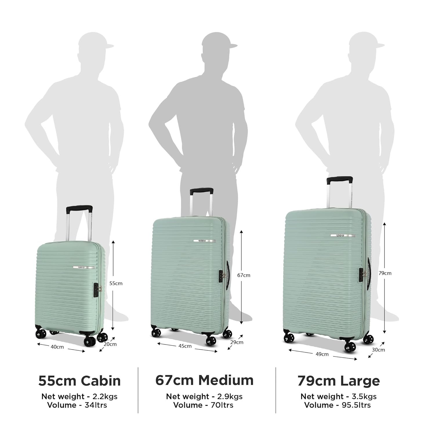 American Tourister Medium Liftoff 67 CM Check-in Polypropylene (PP) Hard 8 Wheels Spinner Luggage/Suitcase/Trolley Bag for Travel (Sea Blue) - Image 4