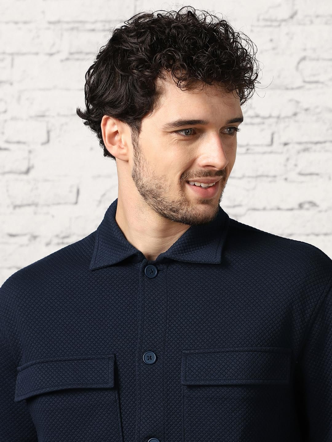 NOBERO Men's Standard Length Oversized Textured Shacket | Quilted | Cotton | Cuffed Sleeves | Winter Jackets | Shackets For Men - Image 4