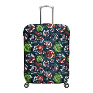Heart Home Marvel Avengers Luggage Cover | Polyester Travel Suitcase Cover | Washable | Stretchable Suitcase Protector | 22-26 Inch | Medium | Blue