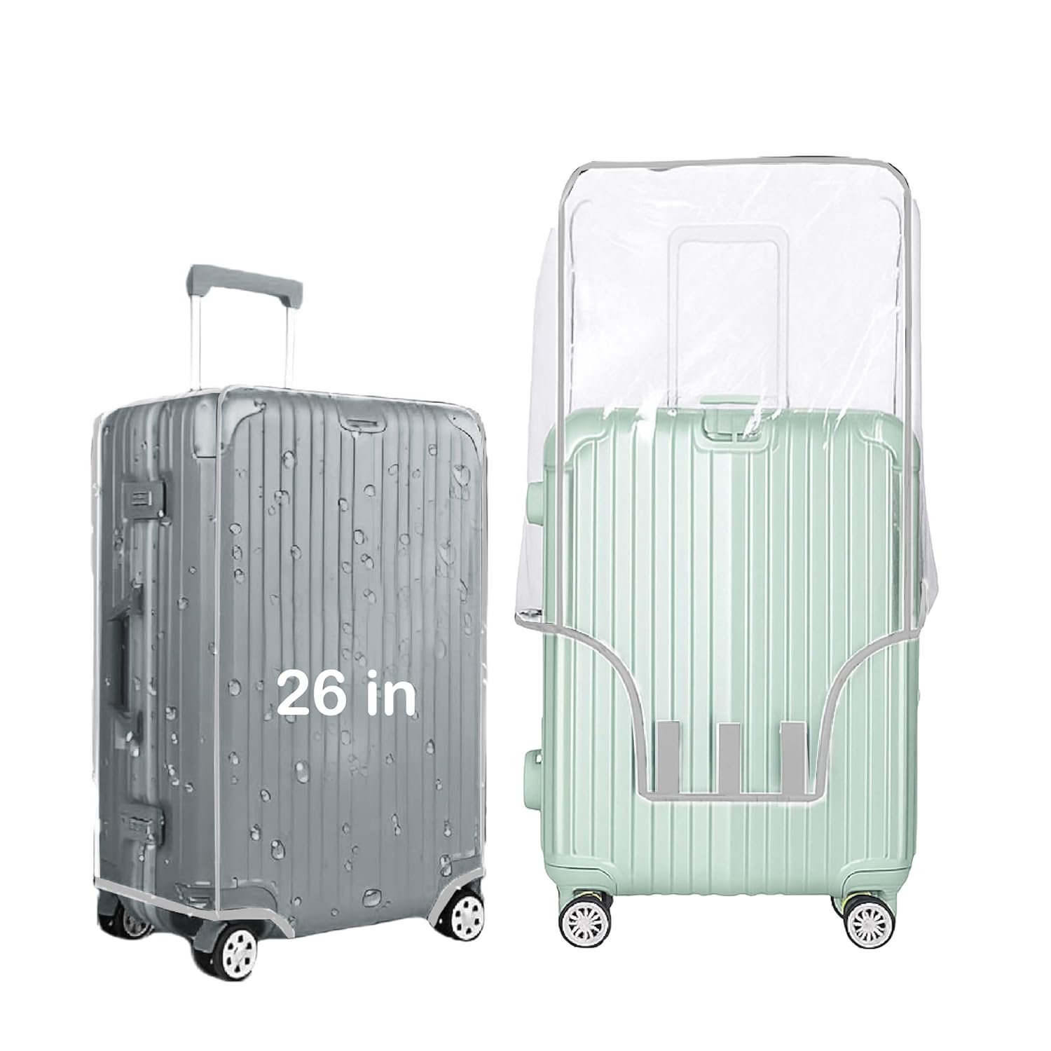 Handcuffs PVC Transparent Luggage Trolley Waterproof Cover|Dust Proof Suitcase & Trolley Bag Cover - 26 Inches