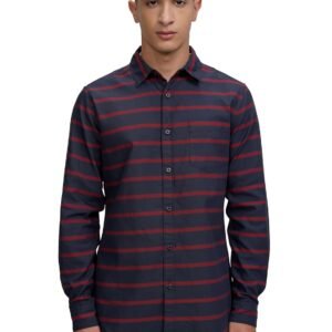 Highlander Men’s Slim Fit Short Sleeves Striped Casual Shirt | Modern & Relaxed | Horizontal Stripes Eftless Style