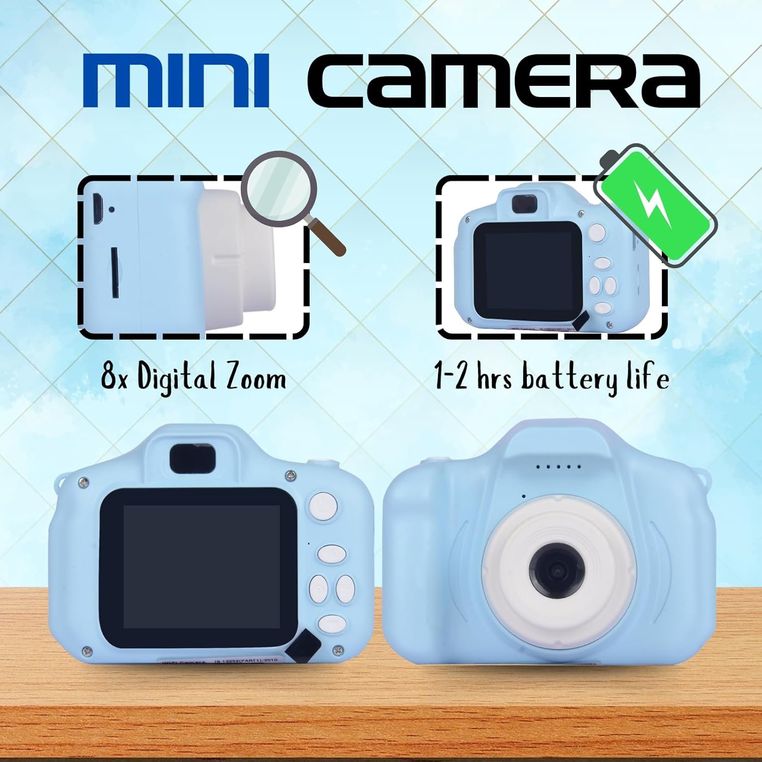 Mini Kids Camera | HD Toy Cam for Ages 5 to 12 | Fun Toy for Boys and Girls |1080P HD Video Recorder with 2-Inch Display for Young Photographer and Tech-Loving Kids (Blue) - Image 4