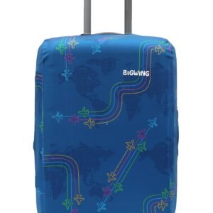 BIGWING Protective Cover in Polyester Fabric with Jet Print for | 24′ Inch 65 cm Medium Size | Hard Luggage Trolley Bag Cover (Fits Only On Fiber – Plastic Trolley Bag)