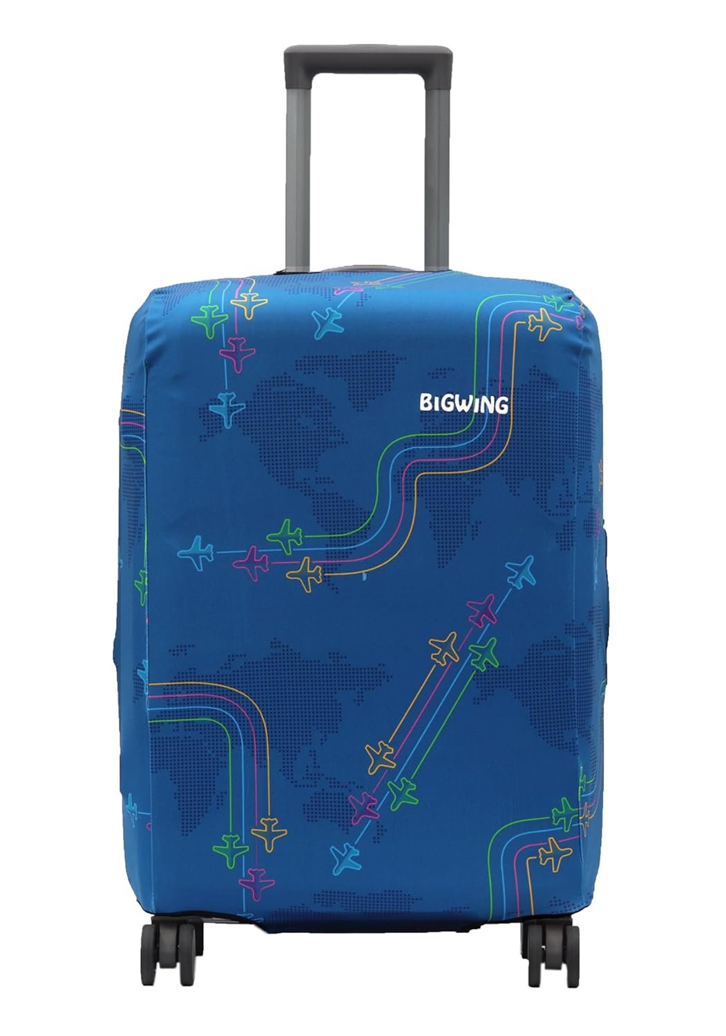 BIGWING Protective Cover in Polyester Fabric with Jet Print for | 24' Inch 65 cm Medium Size | Hard Luggage Trolley Bag Cover (Fits Only On Fiber - Plastic Trolley Bag)