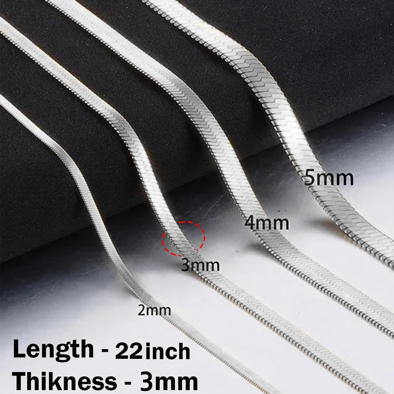 VAMA FASHIONS Anti Tarnish 22 Inch Men’s Stainless Steel Chain Necklace 3mm Waterproof Hypoallergenic Silver Chain for Men & Boys Durable Everyday Fashion Jewelry Gift - Image 3