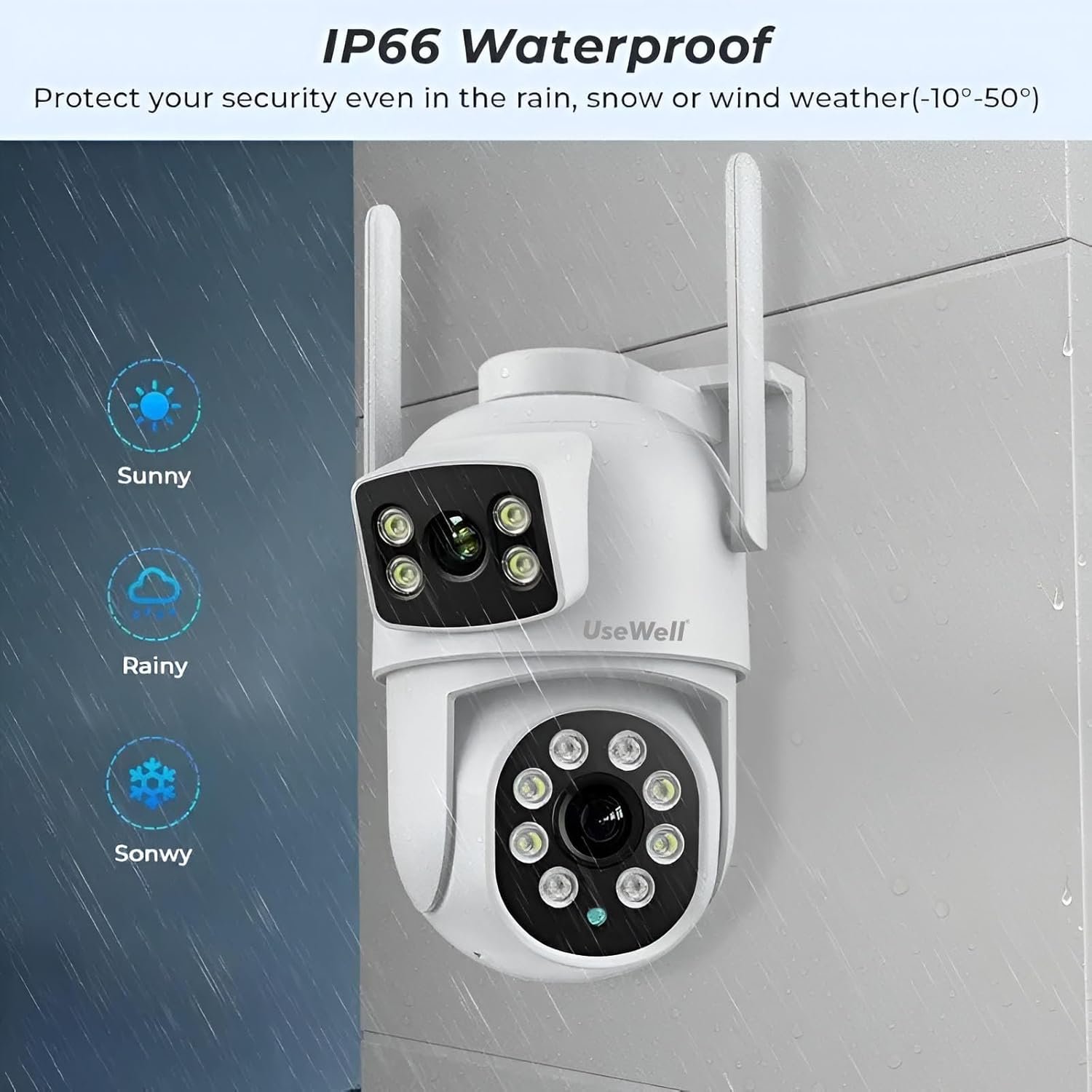 USEWELL 3MP Dual Lens 3MP HD Outdoor WiFi Security Camera | 270° Pan & 90° Tilt View | Full-Color Night Vision | Humanoid Motion Tracking | 2-Way Talk | IP66 Waterproof CCTV Camera - Image 4
