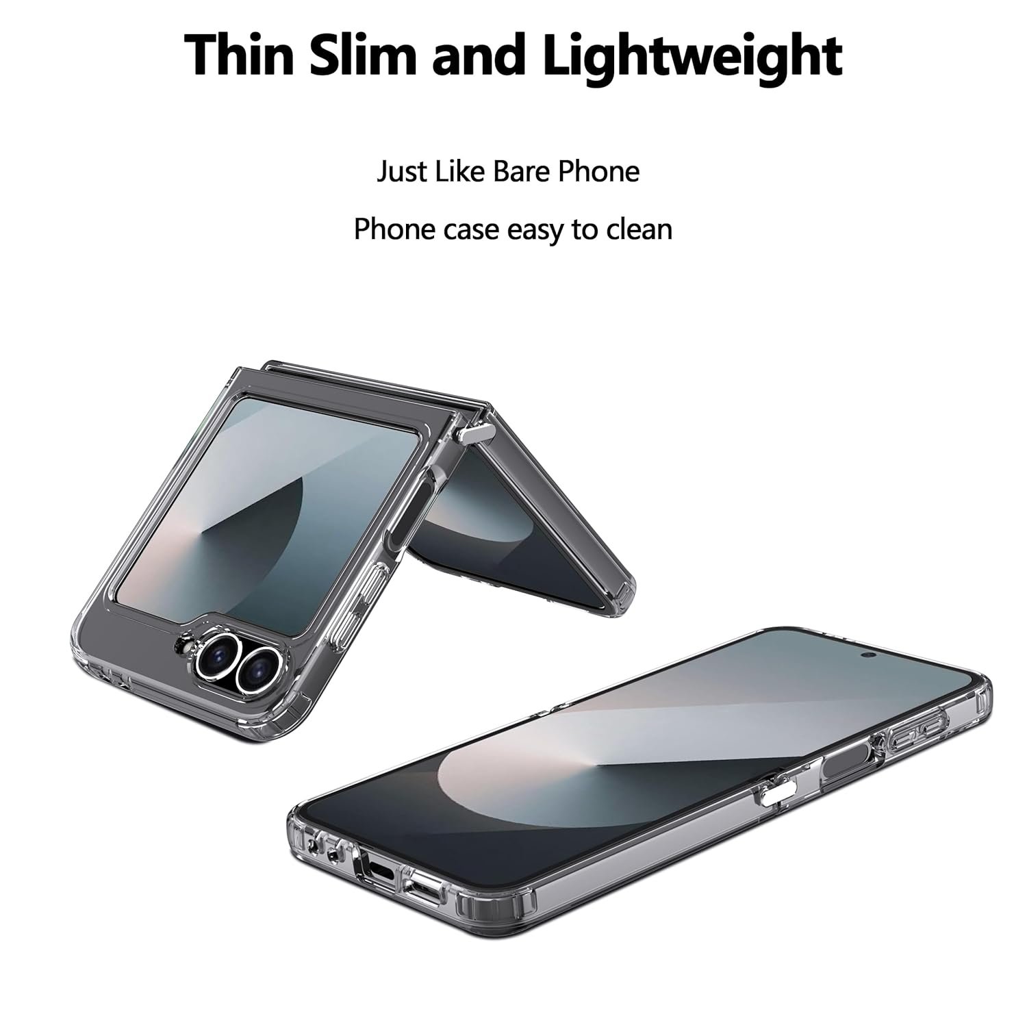 Natbok for Samsung Galaxy Z Flip 6 Case,Ultra-Thin Transparent Hard PC and Soft TPU Cover,Reinforced Corner Bumper Shockproof Phone Case for Galaxy Z Flip 6, Metal Connector Folding Convenient,Clear - Image 6