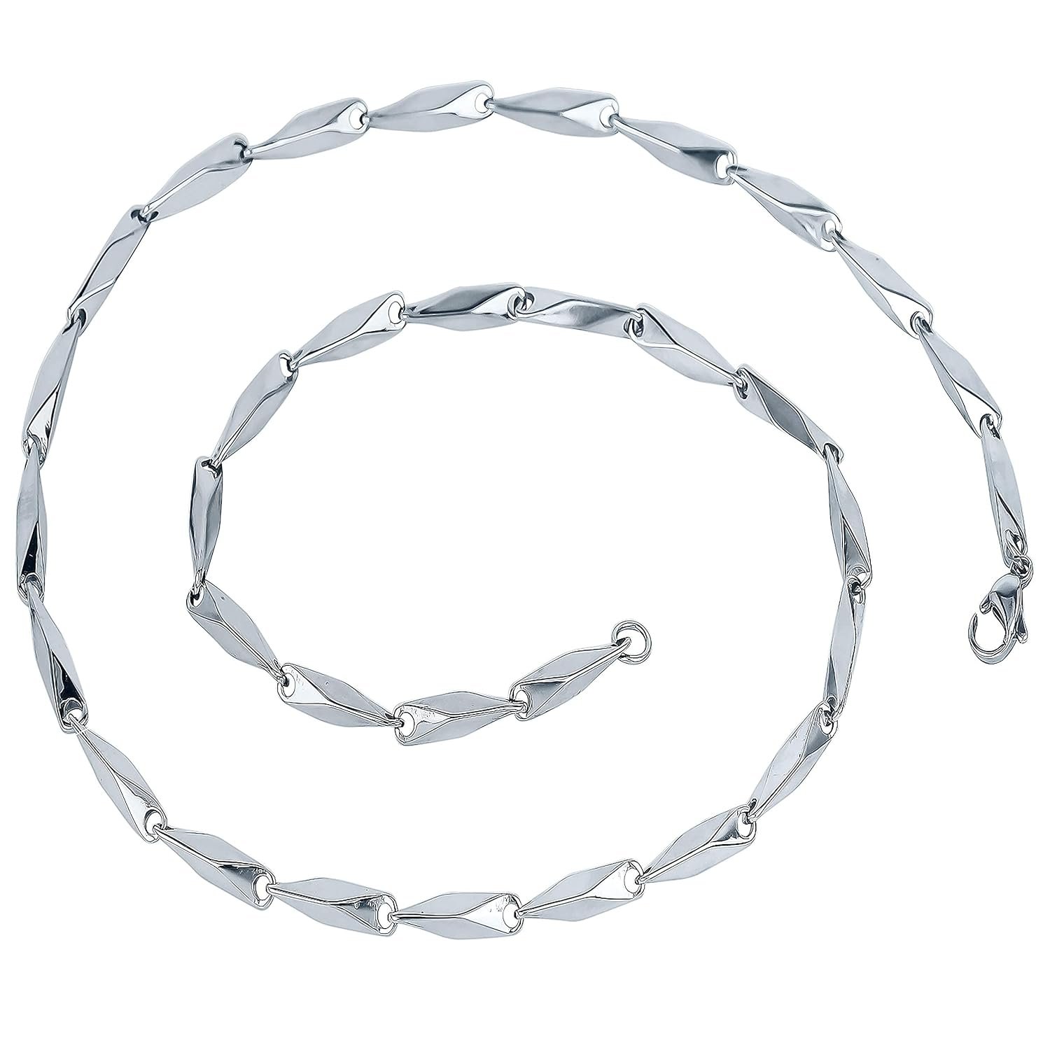 Fashion Frill Men's Double Coated Popular Stainless Steel Silver Chain For Men Boys Girls Stylish Necklaces Silver Chain Anniversary Love Gift For Husband Unisex Chains 22 Inches - Image 3