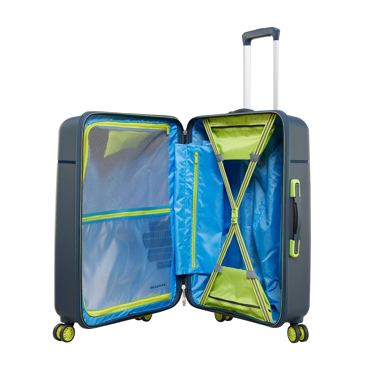 Skybags Cityscape 67Cms Polypropylene Hardsided Medium Size 8 Wheels Double Spinner Anti Theft Zipper Blue Suitcase - Image 5