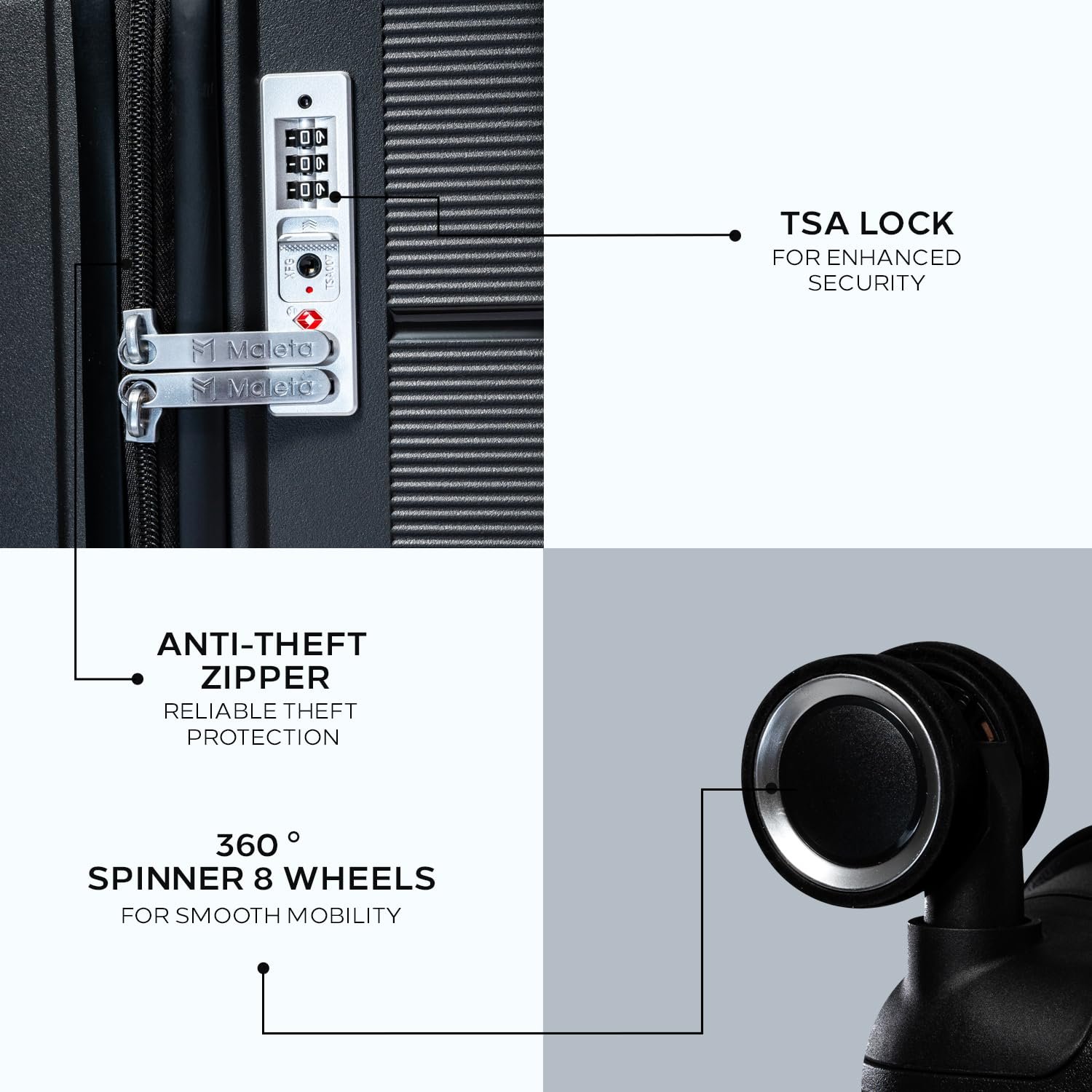 Maleta Pearl 24 inch | 65 cms Hardcase Luggage, TSA Lock| Trolley Bags for Travel | Luggage Bags for Travel | Suitcase (Check-in Medium, Black) - Image 2