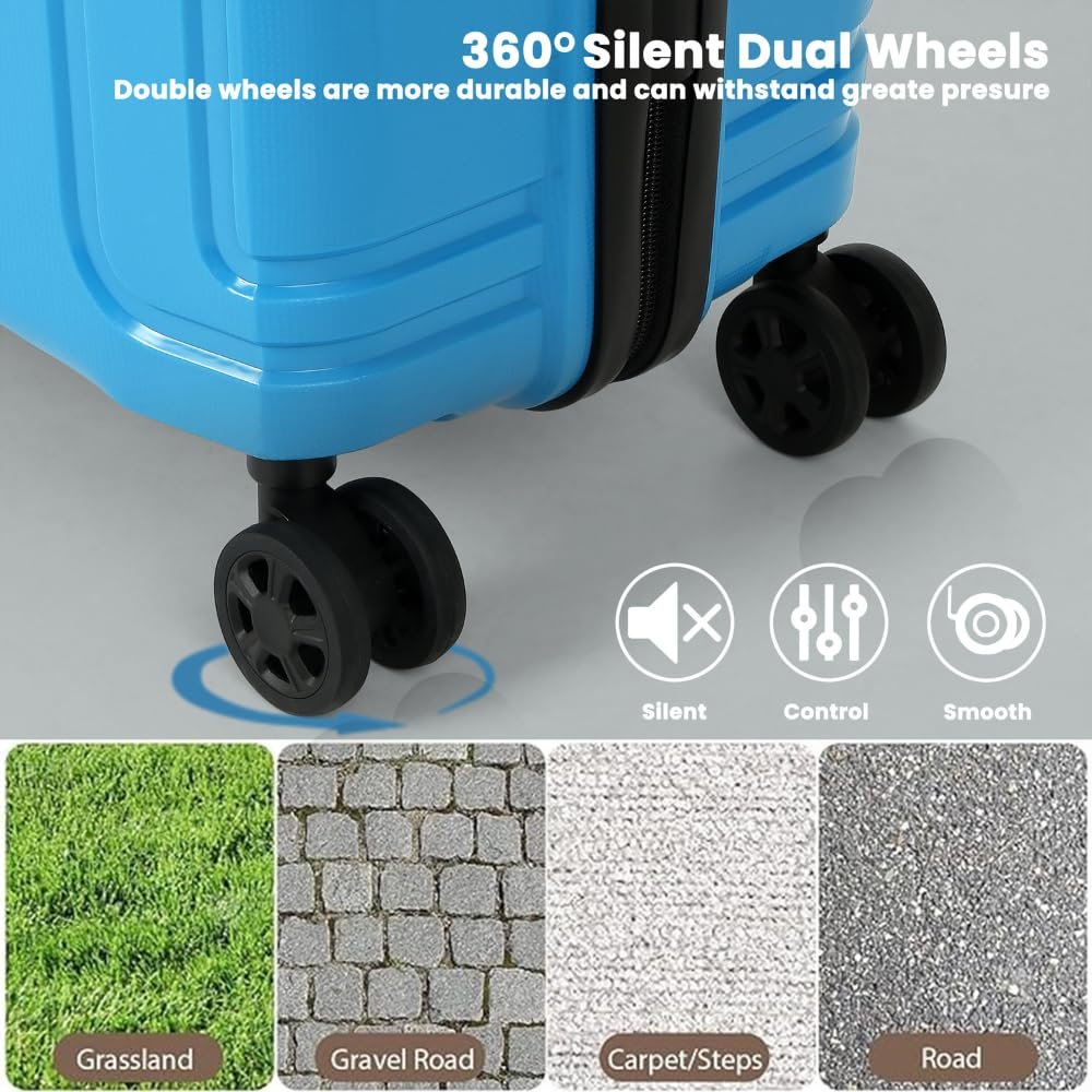 Delsey Paris Brisban 66 cms Medium Size Check-in Polypropylene Hard Sided 8 Wheels Spinner Suitcase/Trolley Bag for Travel with TSA Lock- Cyan Blue - Image 8