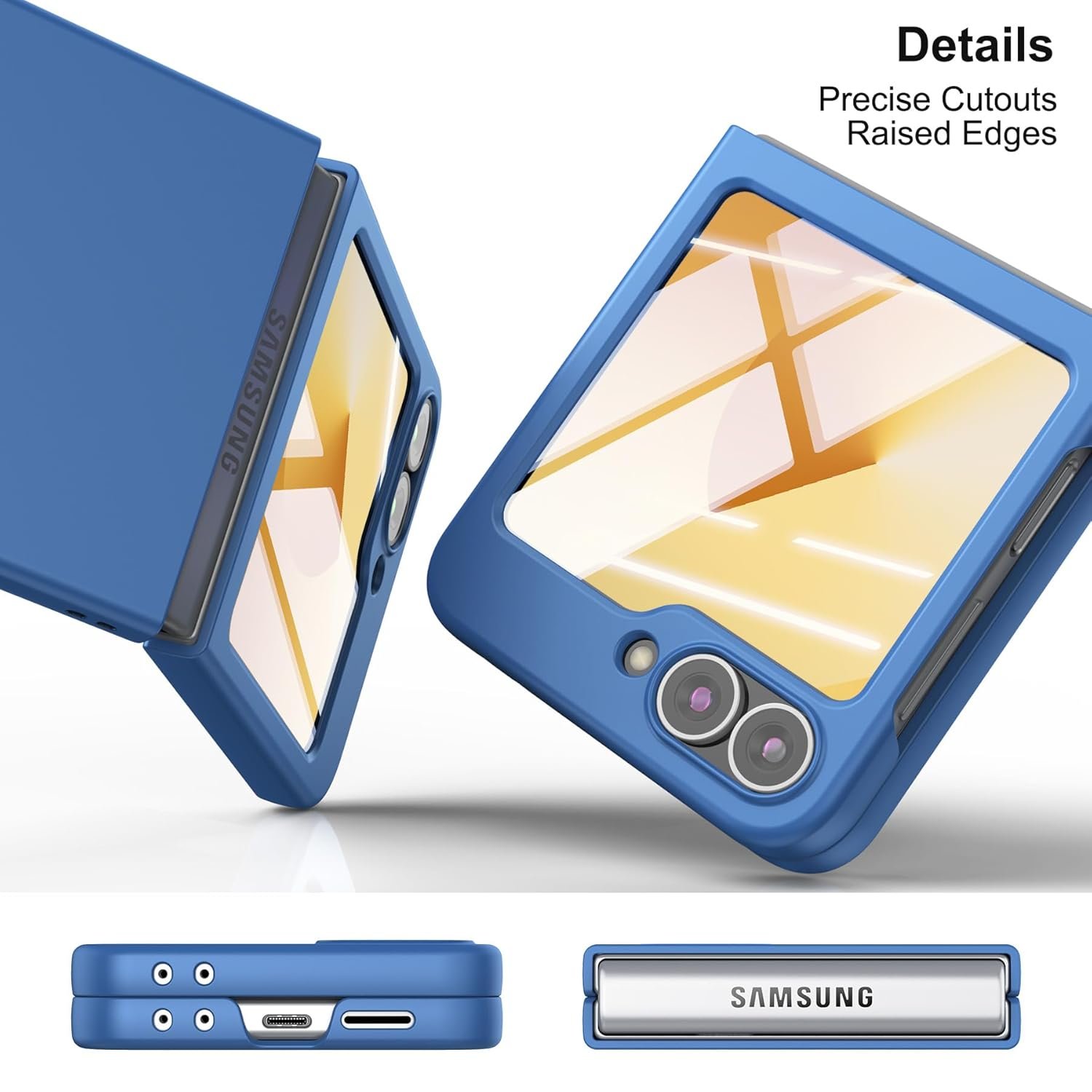 Foluu Slim Fit Case for Samsung Galaxy Z Flip 6, with Front Built-in Screen Protector, Ultra Thin Matte PC Protective Cover for Samsung Galaxy Z Flip6 5G 2024 (Blue) - Image 6