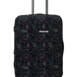 BIGWING Protective Cover in Polyester Fabric with Abstract Print for | 24′ Inch 65 cm Medium Size | Hard Luggage Trolley Bag Cover (Fits Only On Fiber – Plastic Trolley Bag)