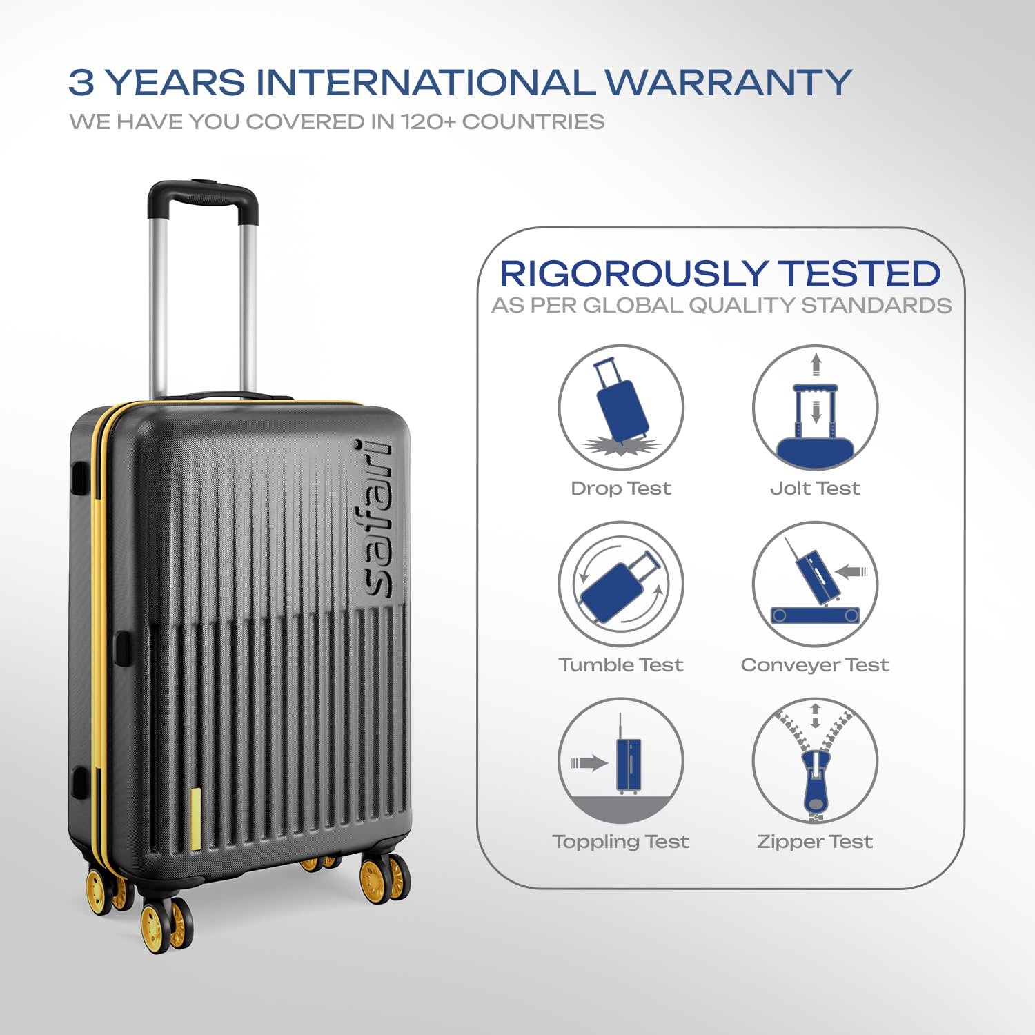 Safari Astra Neo 8 Wheels Check-in Trolley Bag, Hard Case Polycarbonate, 360 Degree Wheeling Luggage for Men & Women, Suitcase for Travel, Black, 66cm Medium Size - Image 6