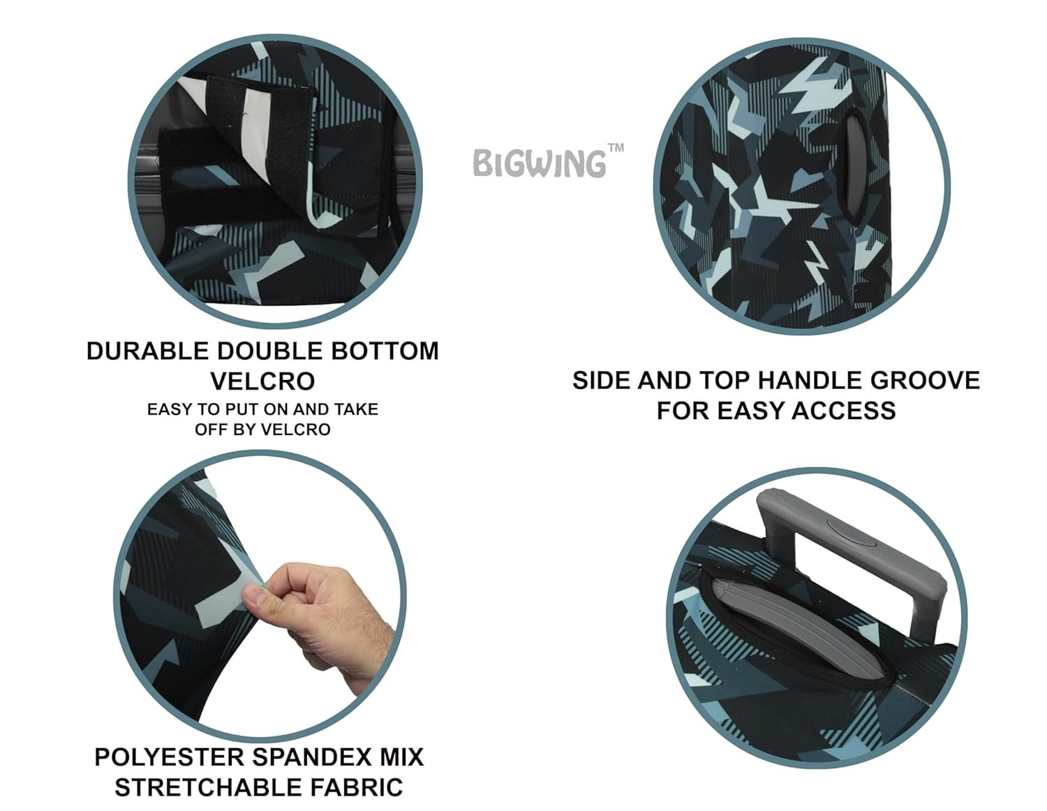BIGWING Protective Cover in Polyester Fabric with Camouflage Print for | 24' Inch 65 cm Medium Size | Hard Luggage Trolley Bag Cover (Fits Only On Fiber - Plastic Trolley Bag) - Image 6