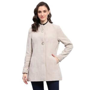 Monte Carlo Womens Self Design Round Neck Full Sleeve Coat (224067311)